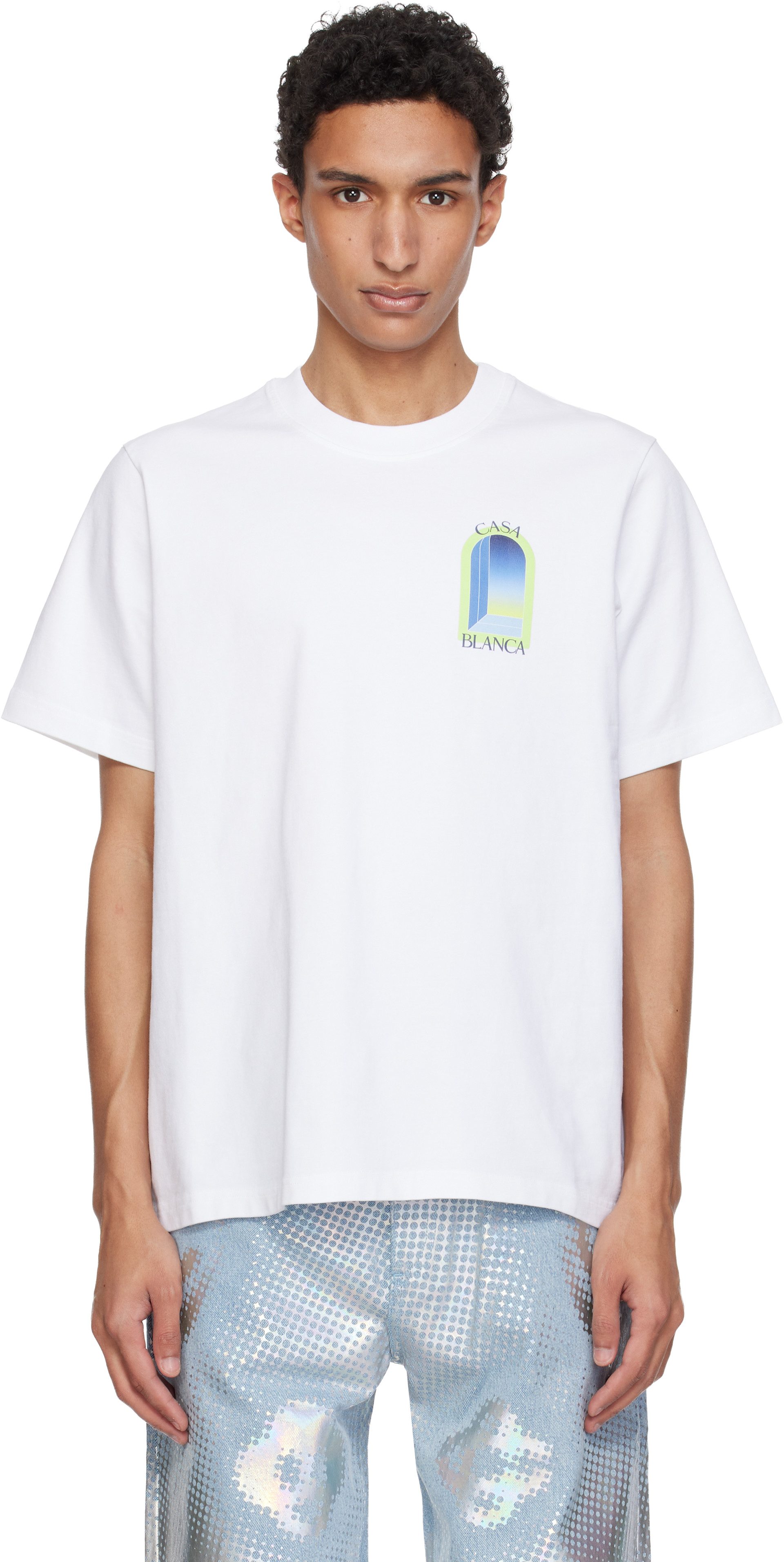 Casablanca: ホワイト Arches 半袖Tシャツ | SSENSE 日本