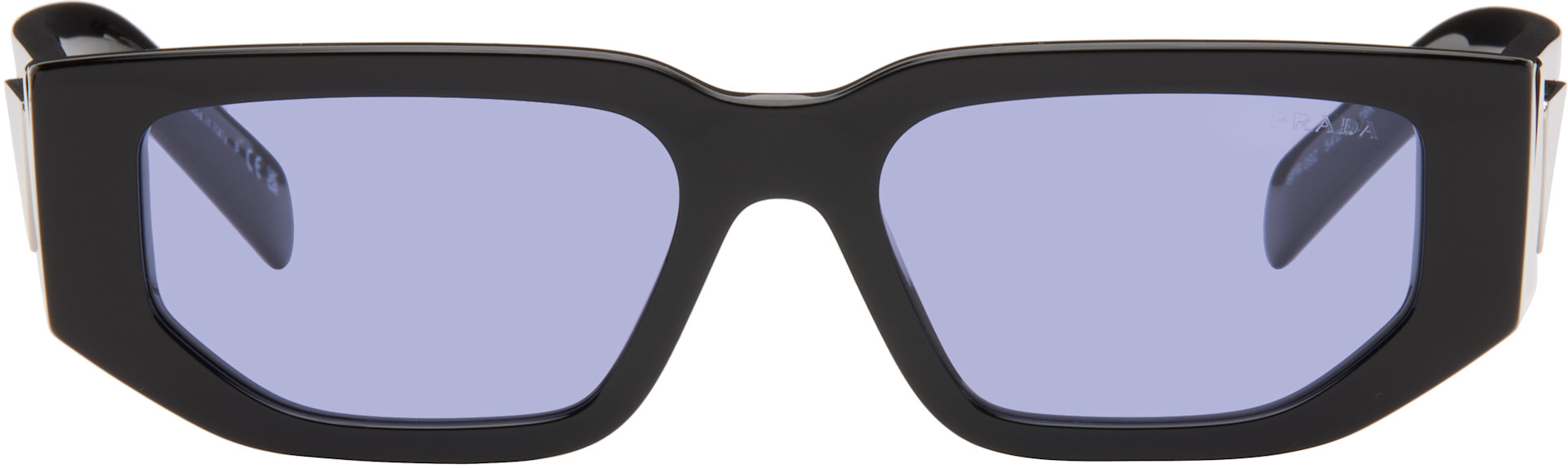 Prada Eyewear: Black Triangle Logo Sunglasses | SSENSE