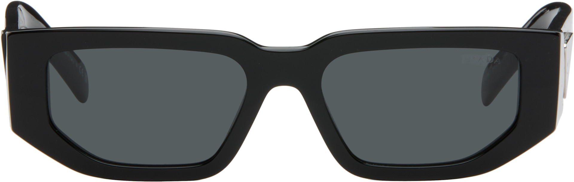 Prada Eyewear: Black Triangle Logo Sunglasses | SSENSE