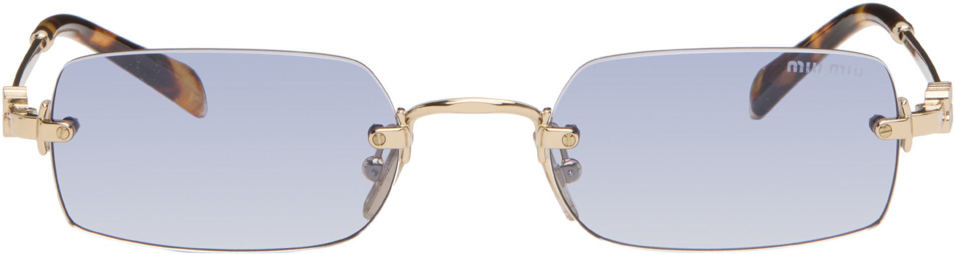 Miu Miu Eyewear: Gold 'Miu Miu Eyewear Collection' Sunglasses
