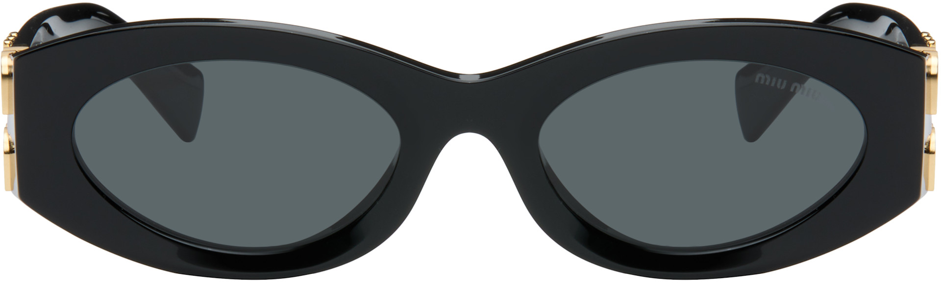 Tsukimiru【MIU MIU】Glimpse サングラス BLACK Miu Miu Eyewear: Black Miu Glimpse Sunglasses | SSENSE