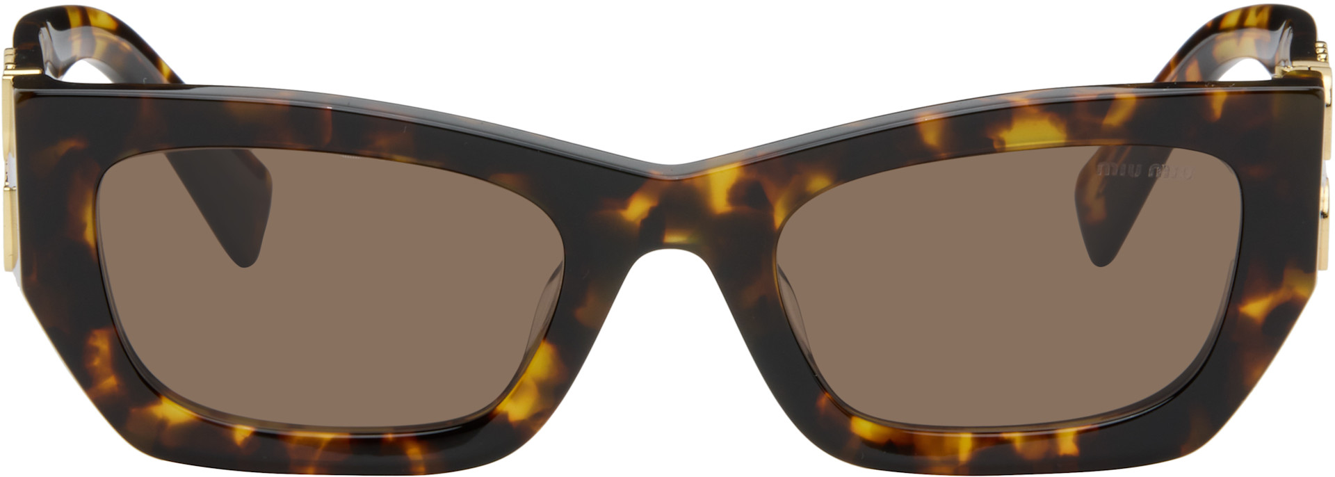 Miu Miu Eyewear: ブラウン Miu Glimpse サングラス | SSENSE 日本