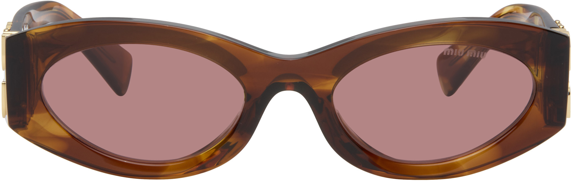 Miu Miu Eyewear: Brown Miu Glimpse Sunglasses | SSENSE