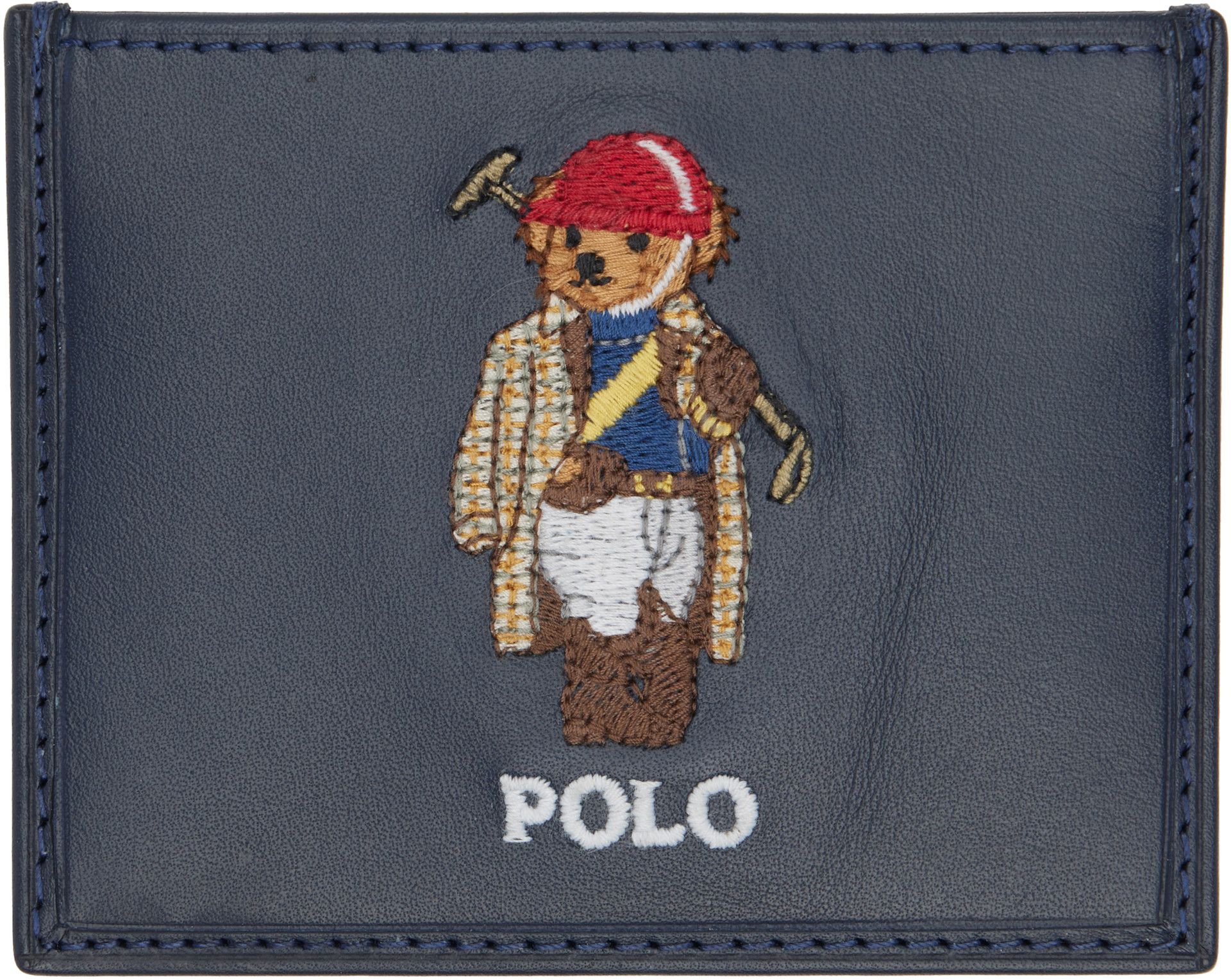 Polo Ralph Lauren: Navy Polo Bear Leather Card Holder | SSENSE Denmark