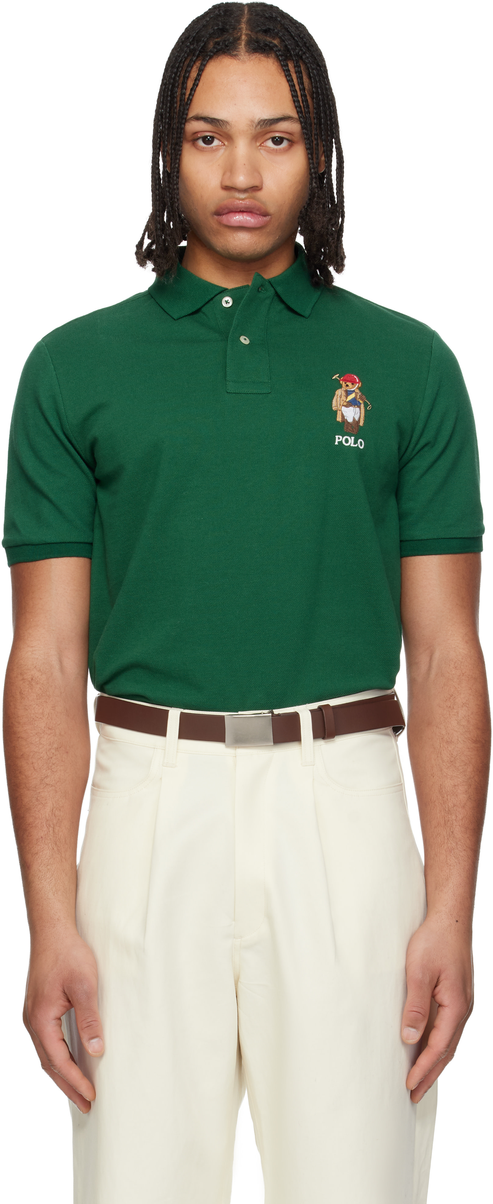 Polo Ralph Lauren: Green Short Sleeve Knit Polo | SSENSE