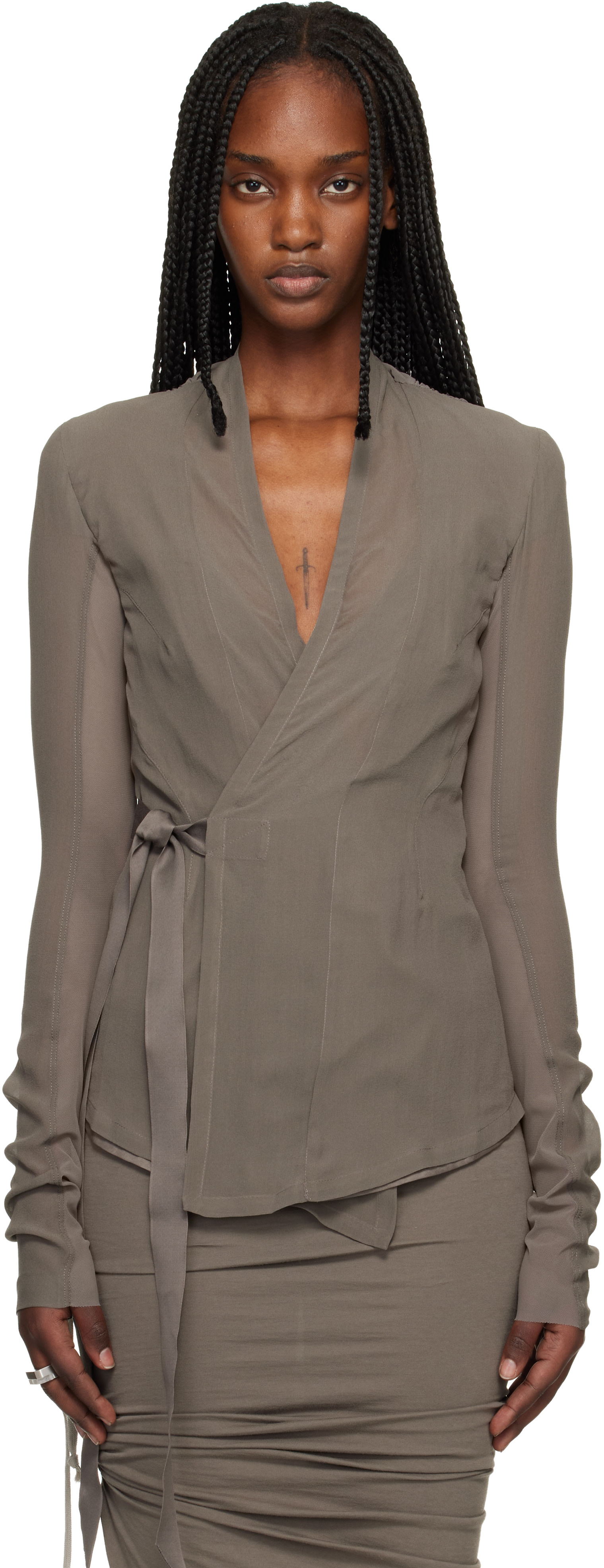 Rick Owens: Gray Temple Hollywood Jacket | SSENSE