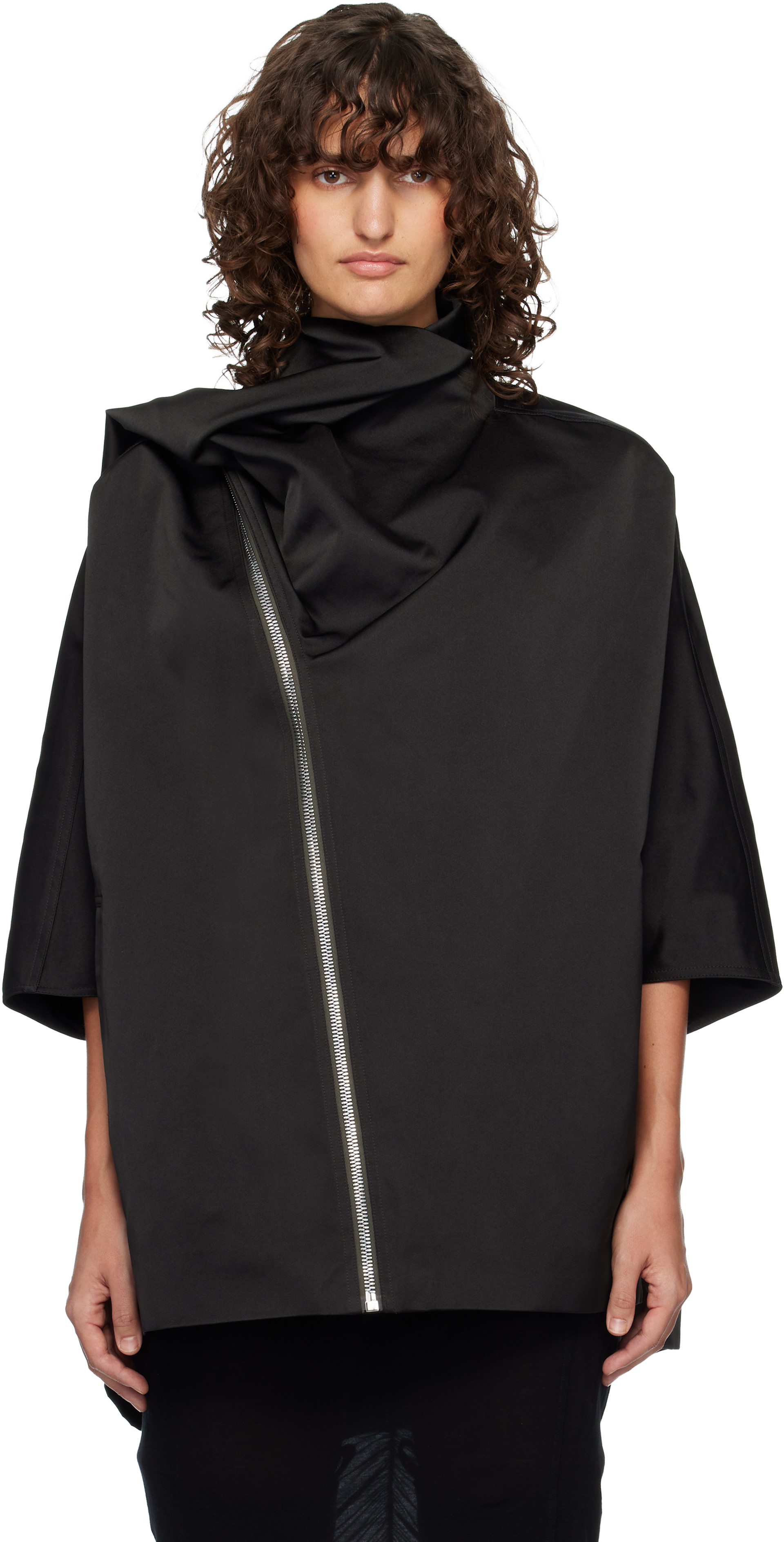 Rick Owens: Black Temple Sail Biker Jacket | SSENSE