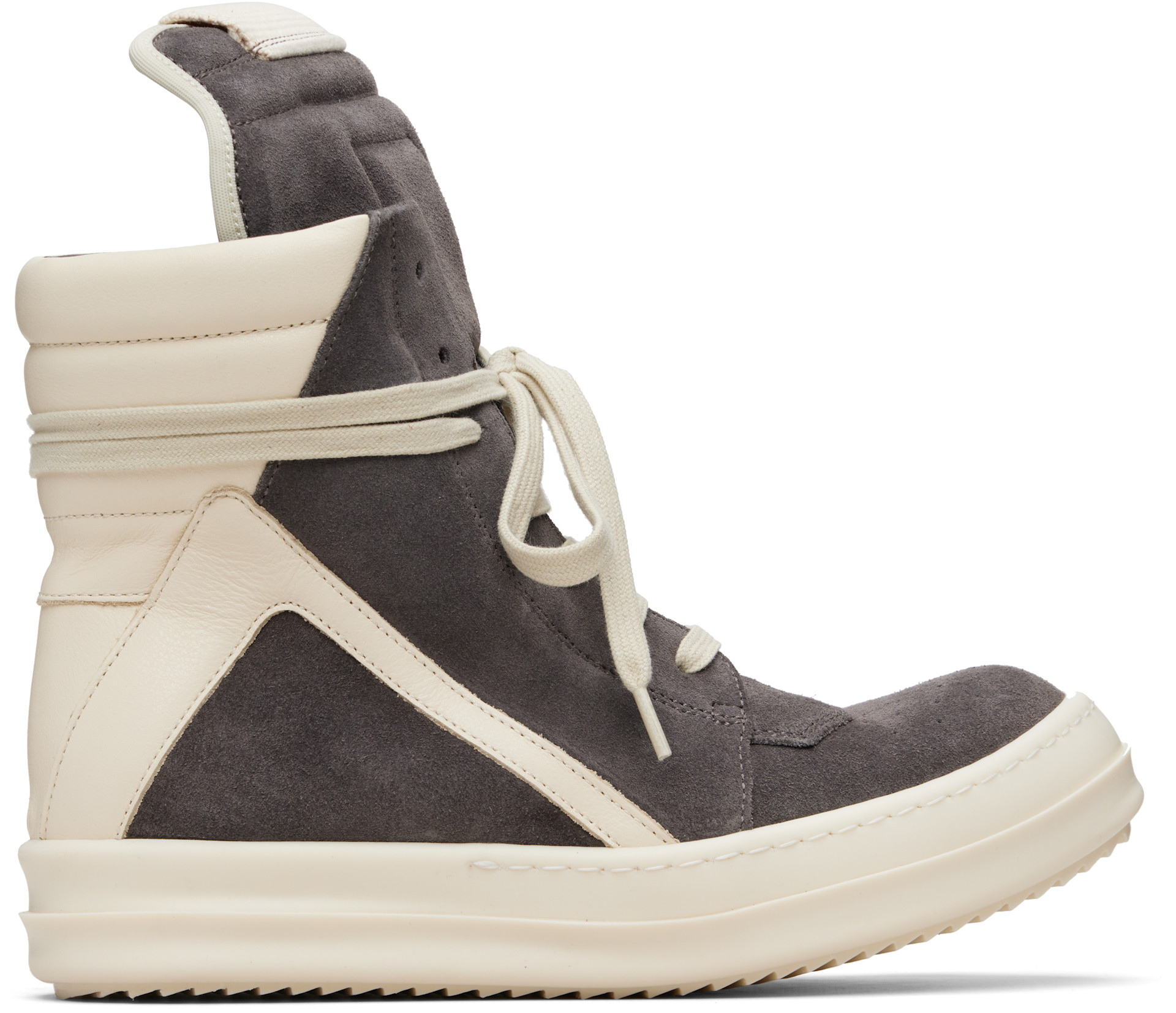 Rick Owens: Gray Temple Geobasket Sneakers | SSENSE