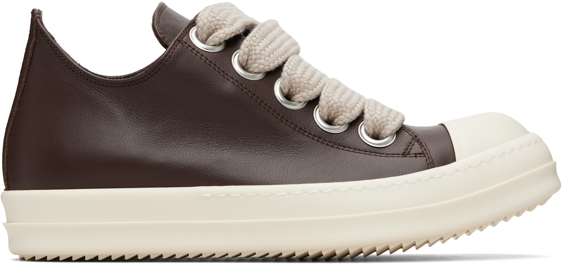 Rick Owens: Brown Temple Jumbolace Low Sneakers | SSENSE