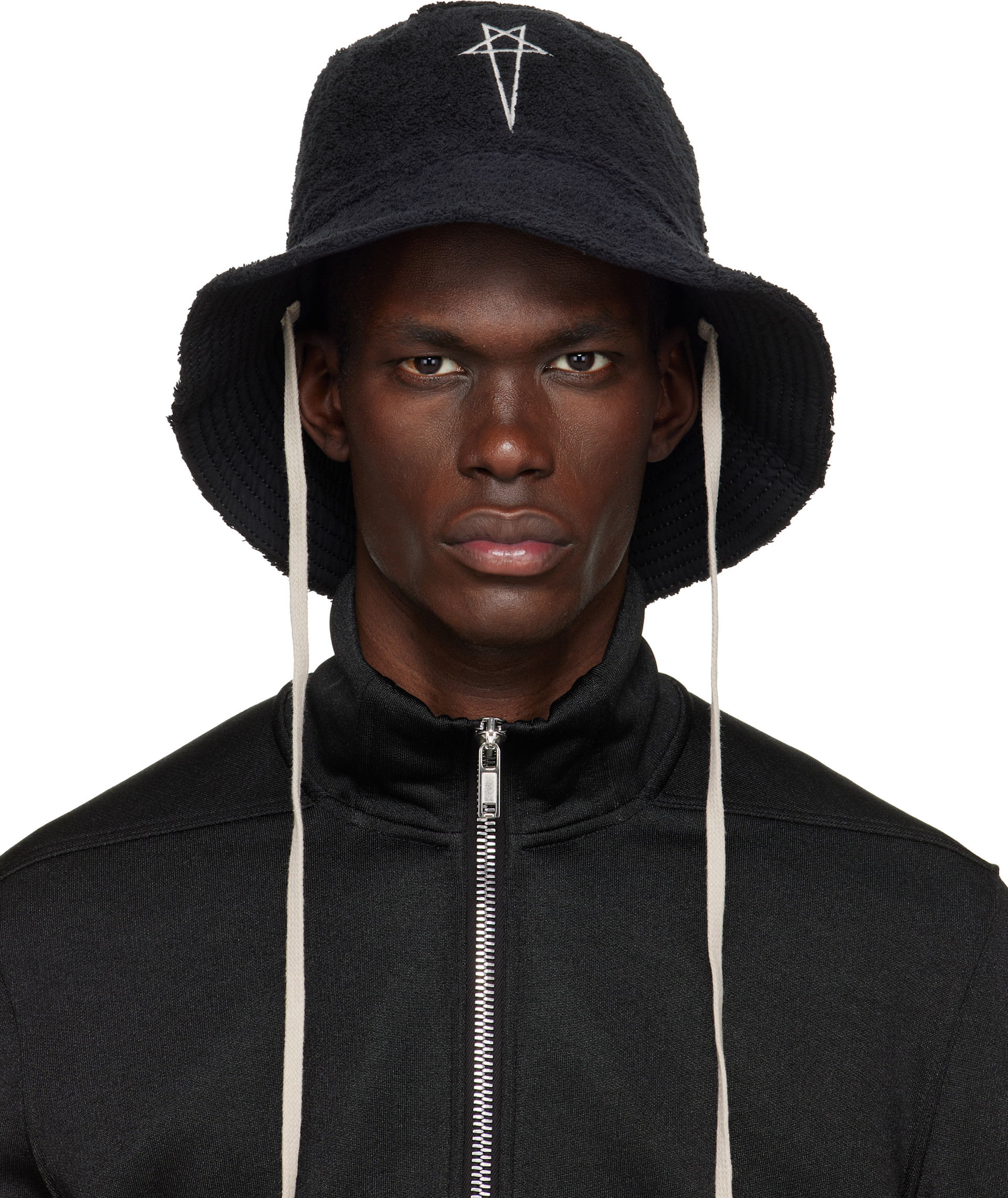Rick Owens: Black Temple Beach Hat | SSENSE Rick Owens: Black Temple Beach Hat | SSENSE