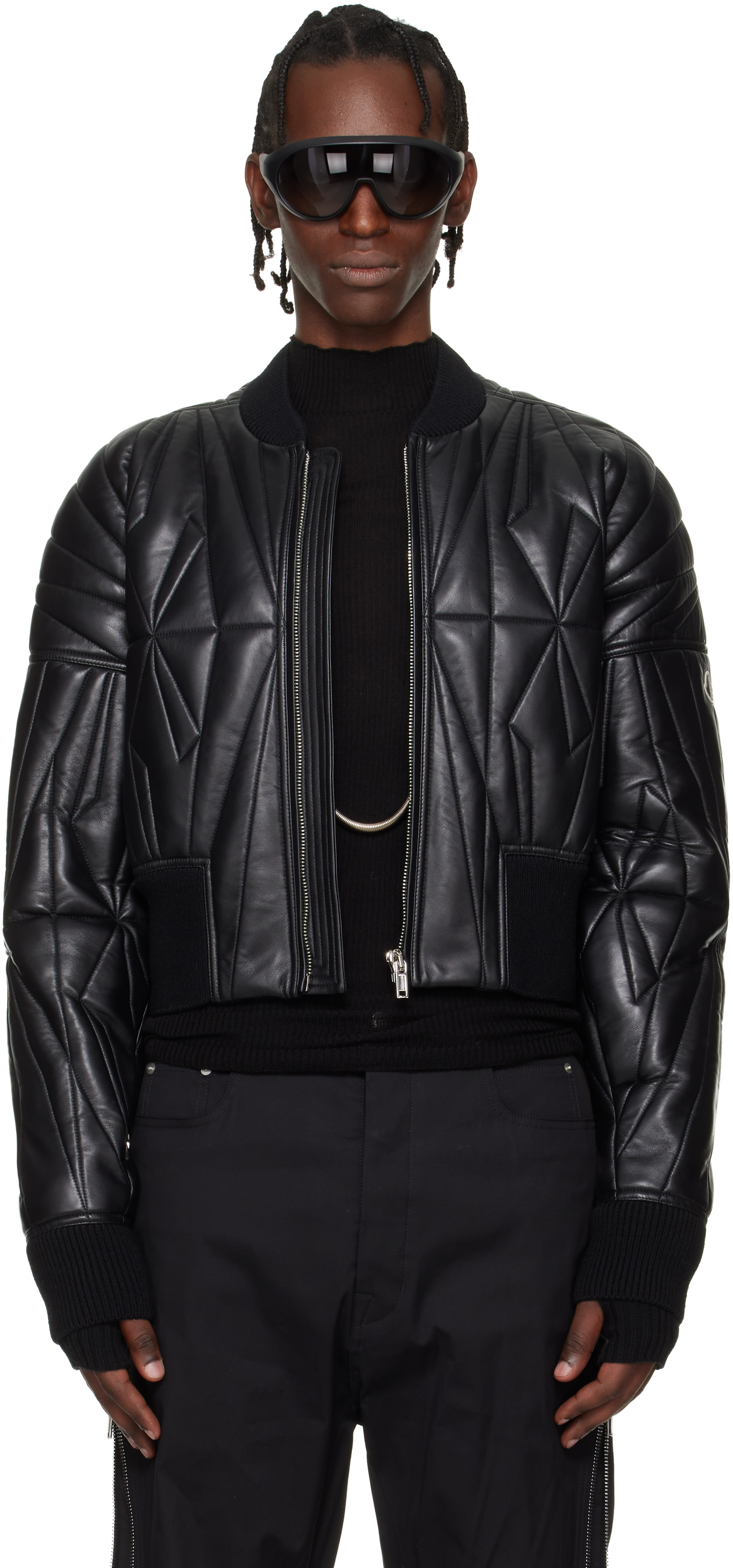Rick Owens: Moncler + Rick Owens Black Geocamo Cropped Flight