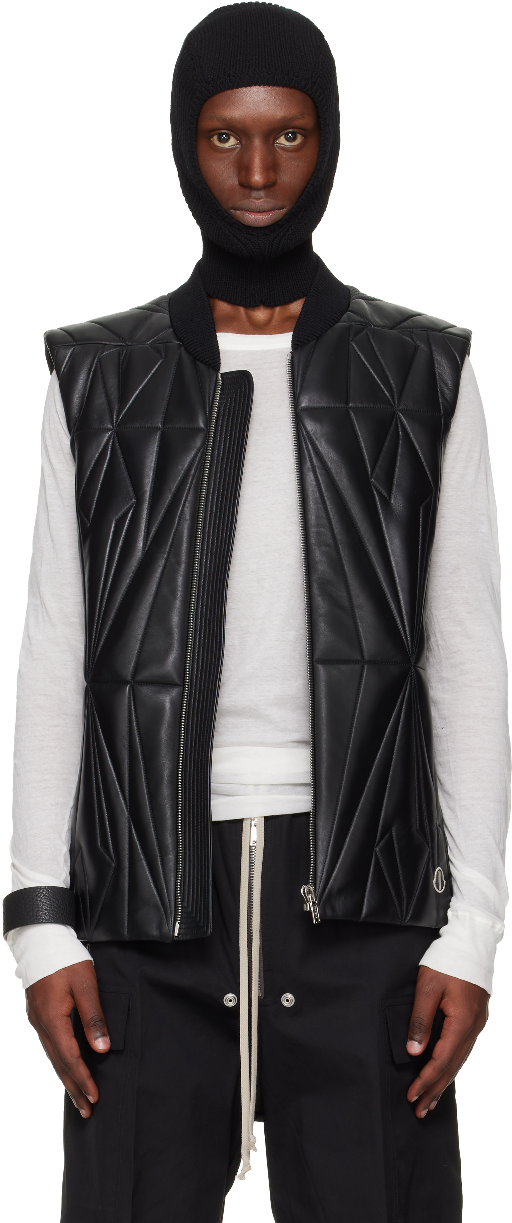 Rick Owens: Moncler + Rick Owens ブラック Geocamo Flight レザー
