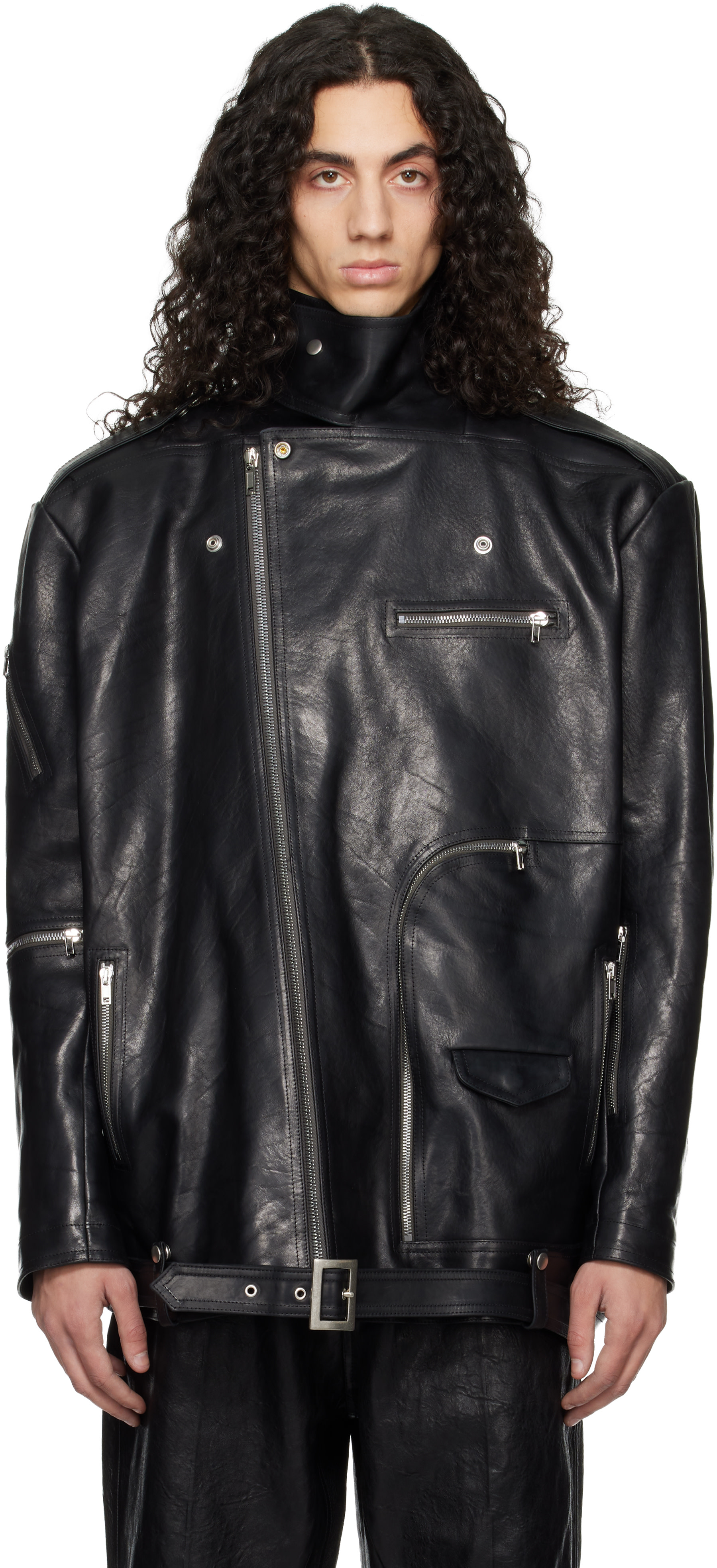 archive レザージャケット　エカム　Rick オピウム　Y2K EKAM - 00s archive ekam leather gimmick jacketの通販 by n 即購入
