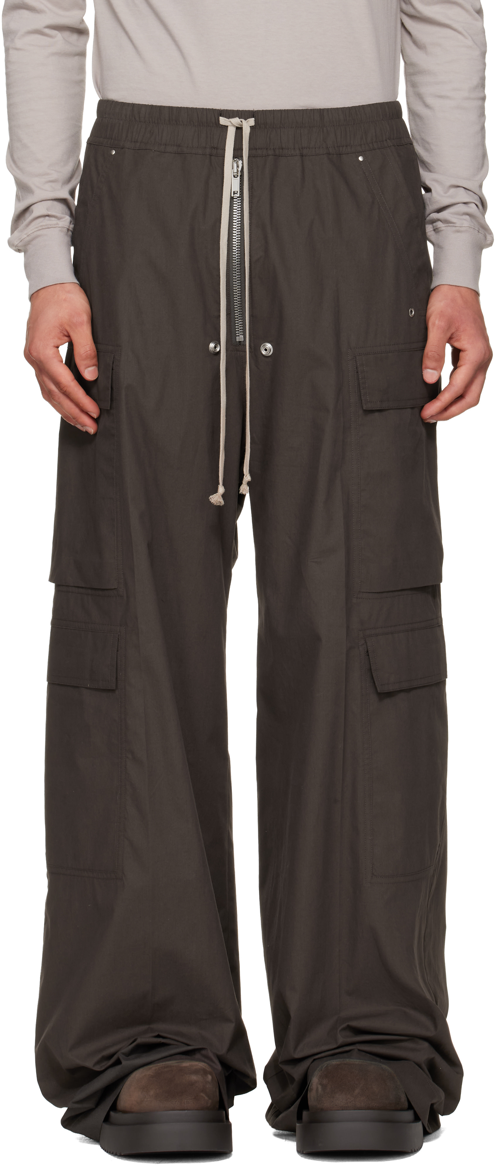 Rick Owens: Gray Temple Cargobelas Cargo Pants | SSENSE