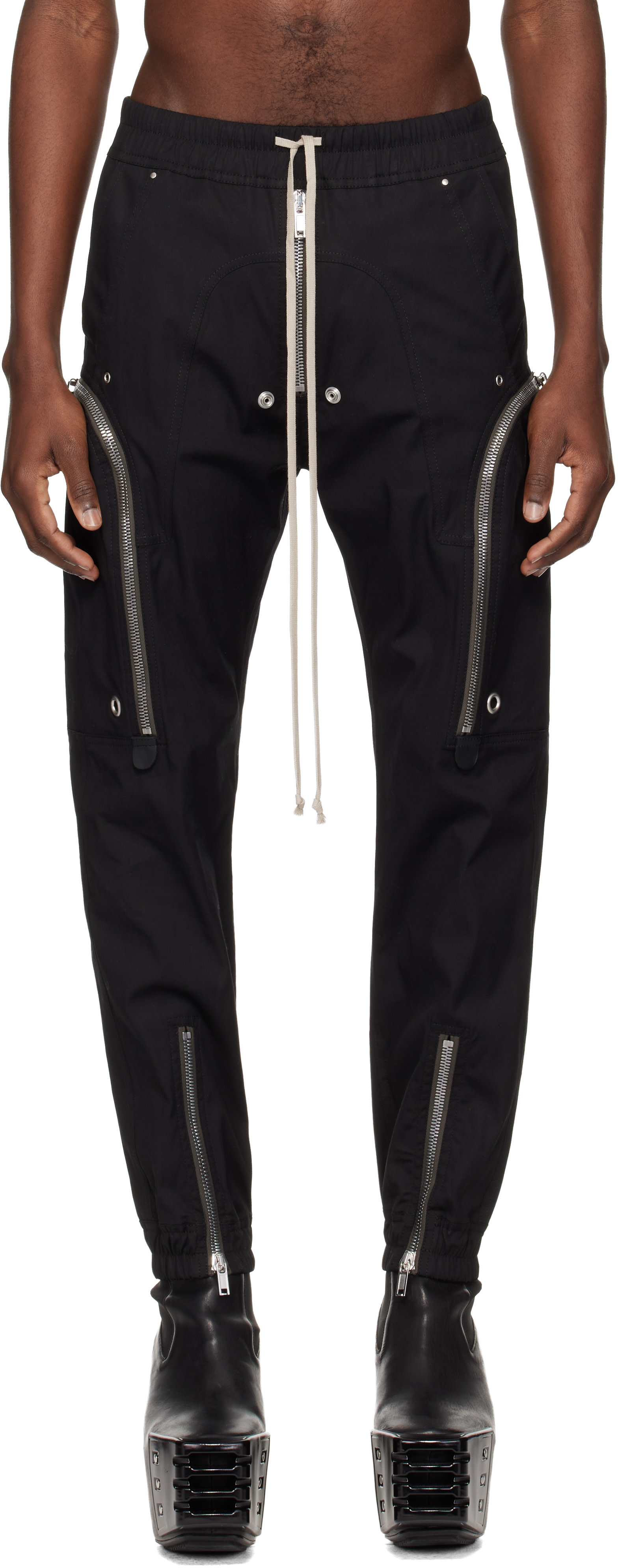 パンツ Rick Owens BAUHAUS CARGO Pant 44 Rick Owens: Black Temple Bauhaus Cargo Pants | SSENSE