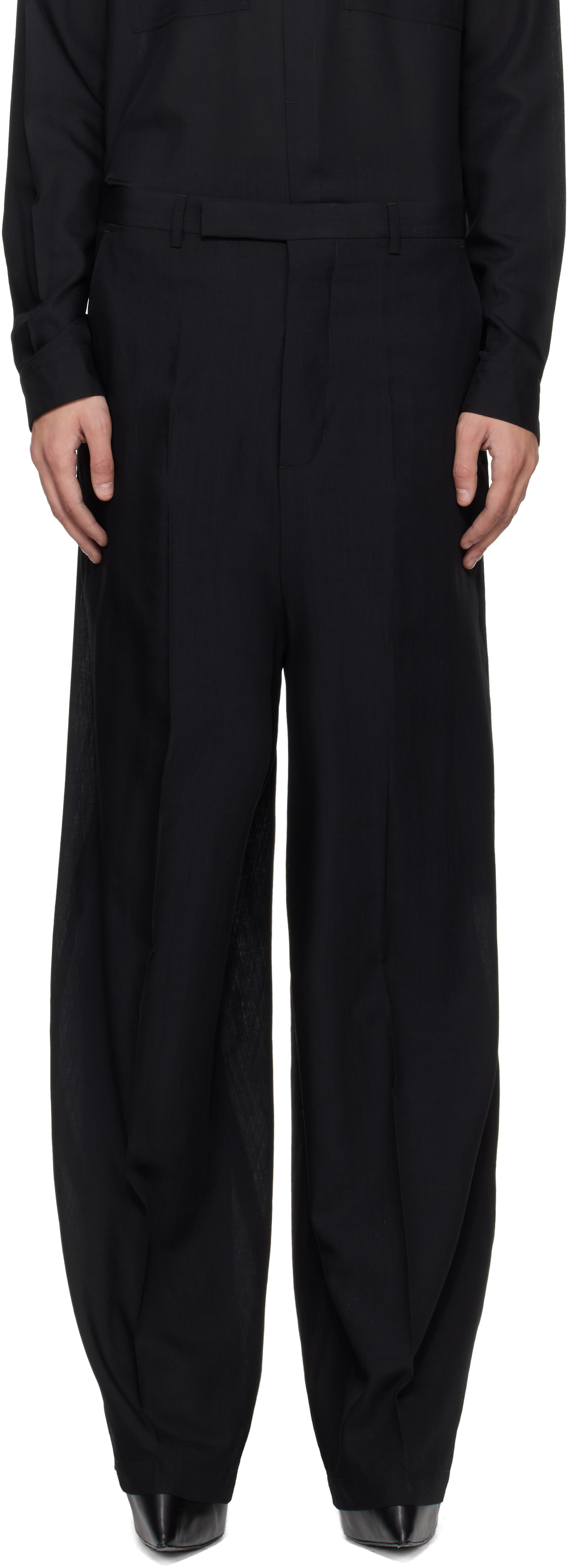 Rick Owens: Black Temple Tailored Firbanks Trousers | SSENSE