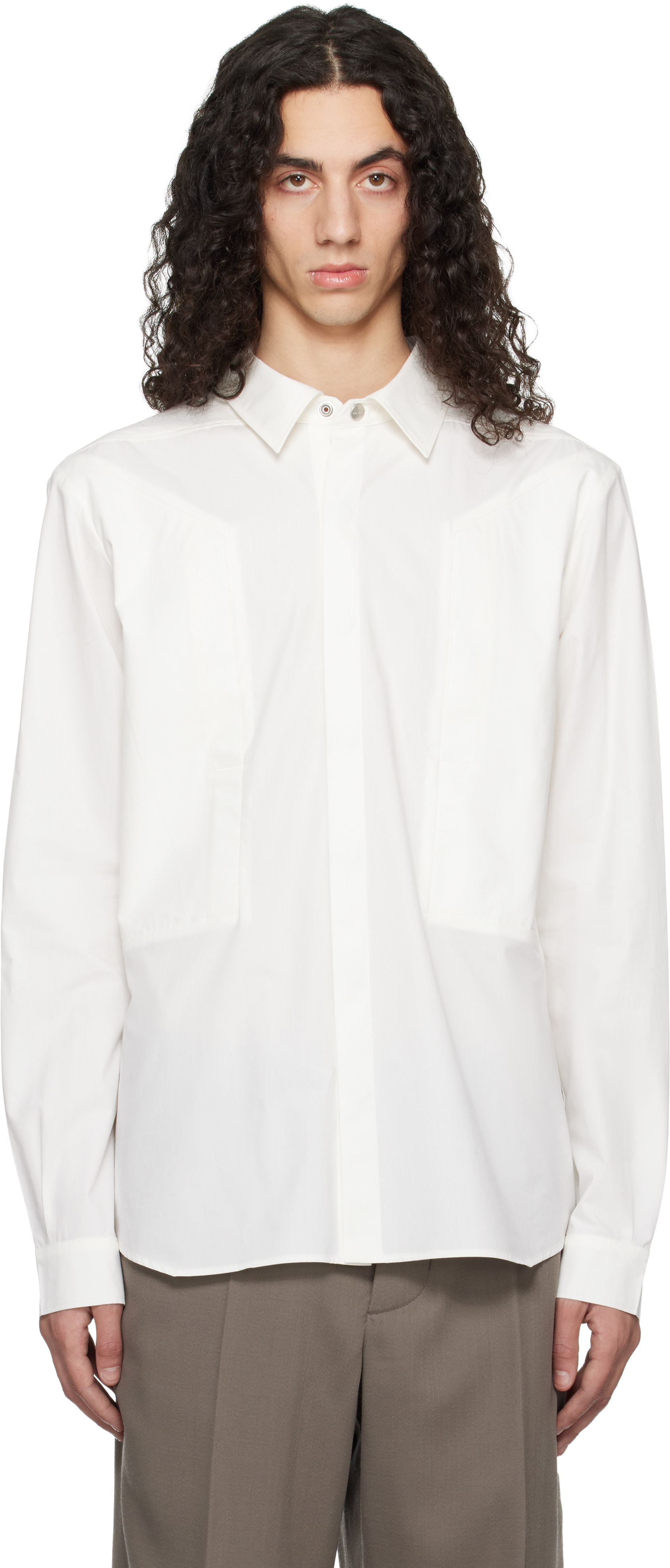 Rick Owens: Off-White Temple Fogpocket Outer Shirt | SSENSE