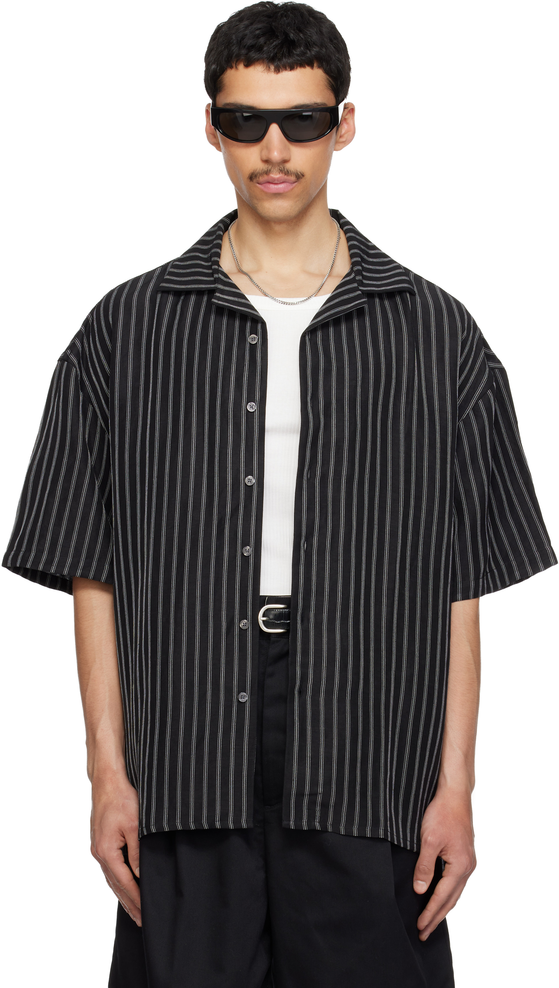 WILLY CHAVARRIA: Black Camp Collar S/S Shirt | SSENSE WILLY CHAVARRIA: Black Camp Collar S/S Shirt | SSENSE