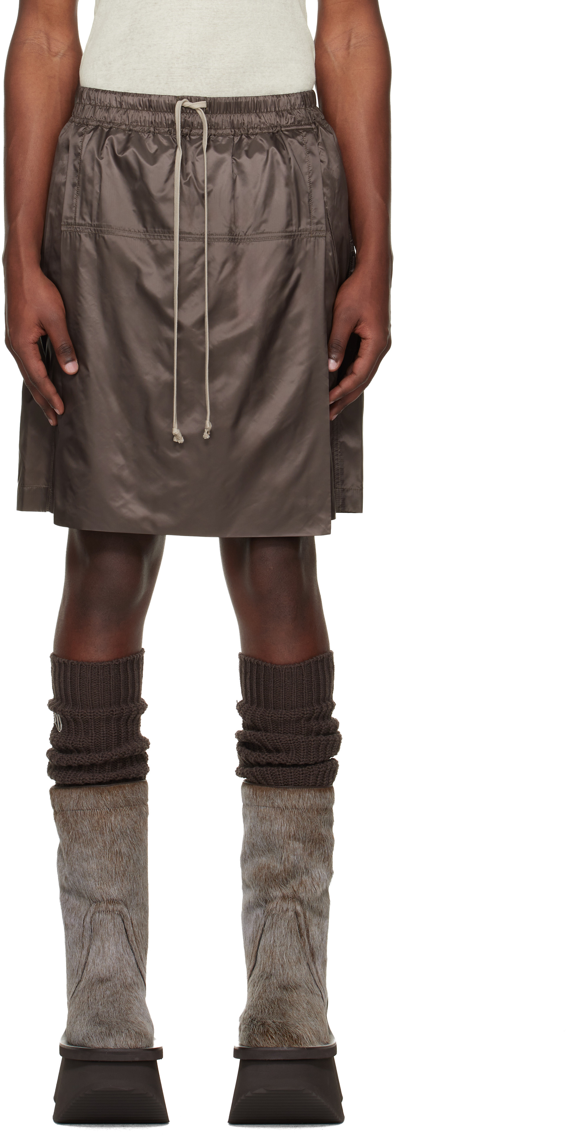 Rick Owens: Moncler + Rick Owens グレー キルト ショートパンツ 