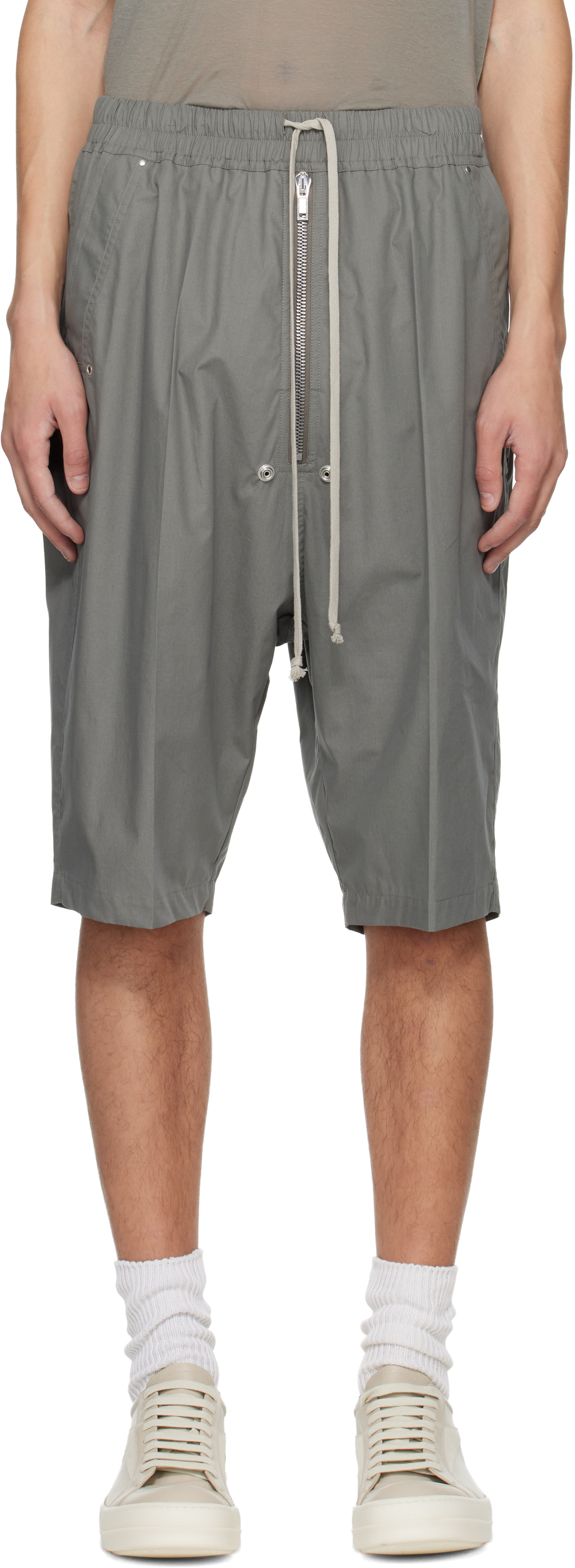 Rick Owens: Gray Temple Bela Pods Shorts | SSENSE