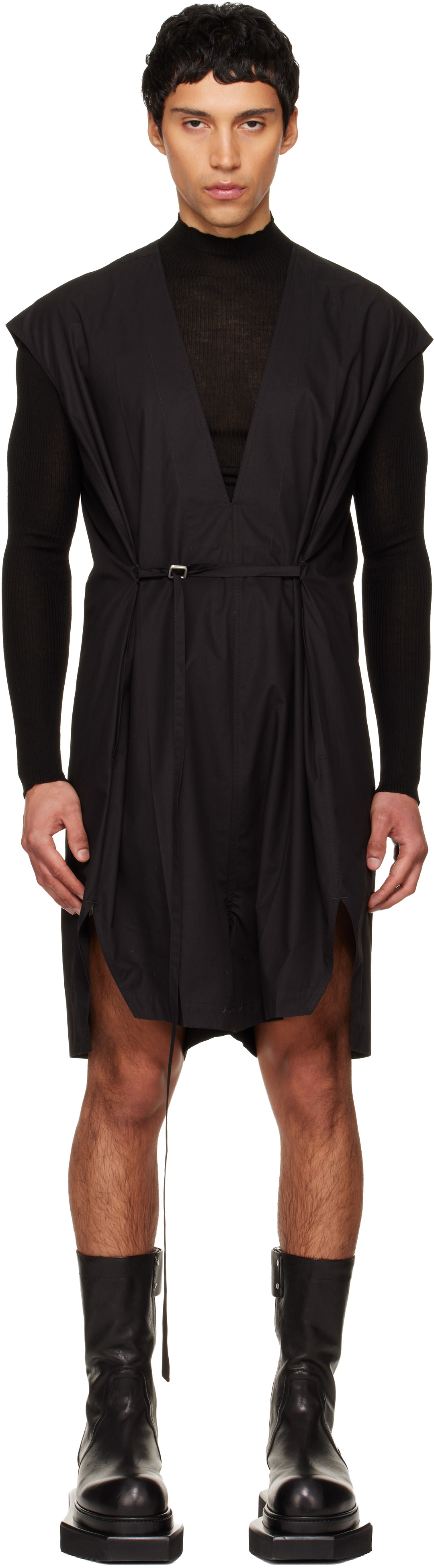 Rick Owens: Black Temple SL Short Jumpsuit | SSENSE