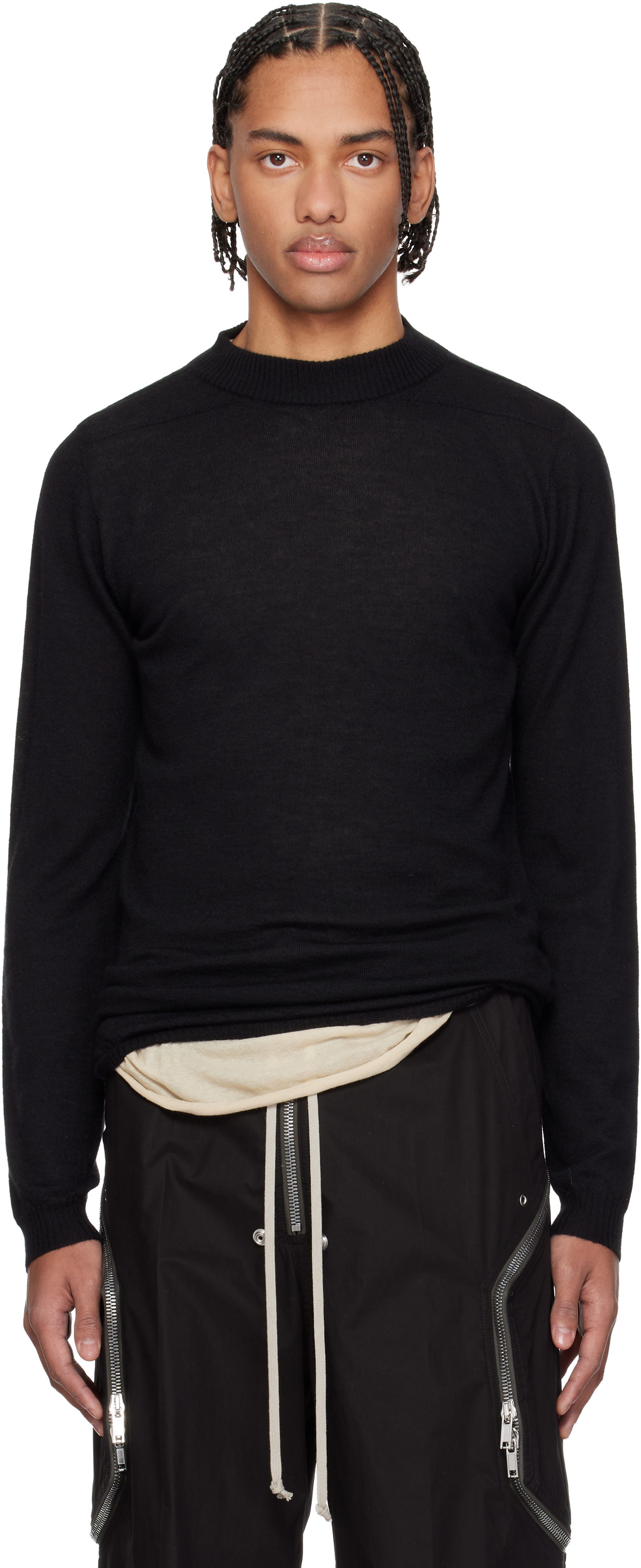 Rick Owens ラウンドネックモヘアニット　ブラック×ブラウン Rick Owens - Rick Owens ラウンドネックモヘアニット ブラック