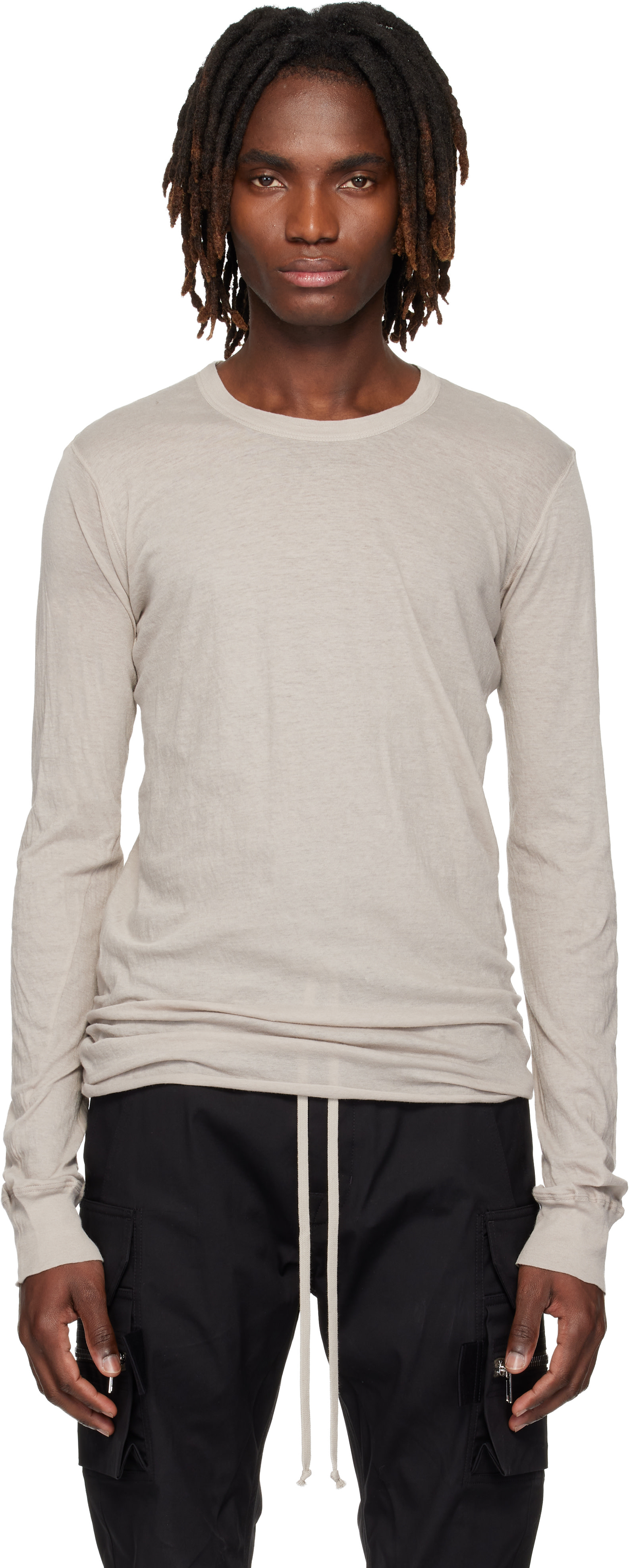 Rick Owens: オフホワイト Temple Basic 長袖Tシャツ | SSENSE 日本