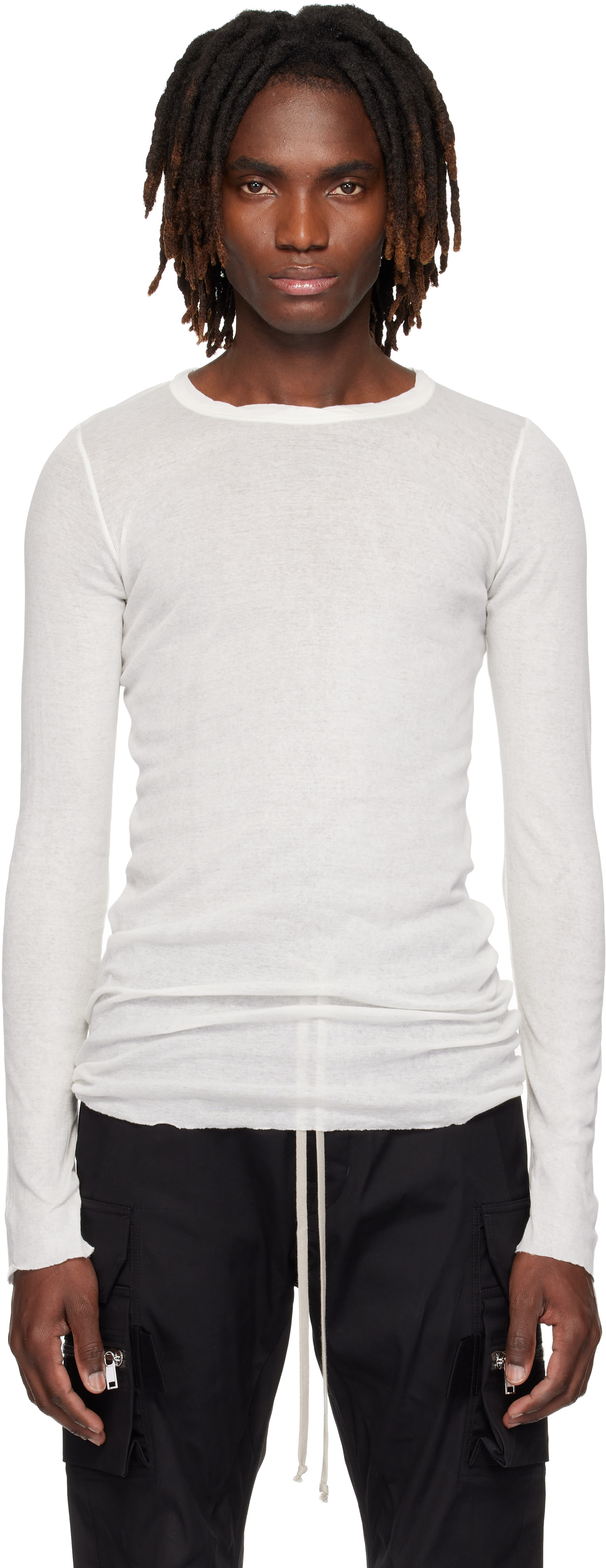 Rick Owens: Off-White Temple Rib LS T-shirt | SSENSE