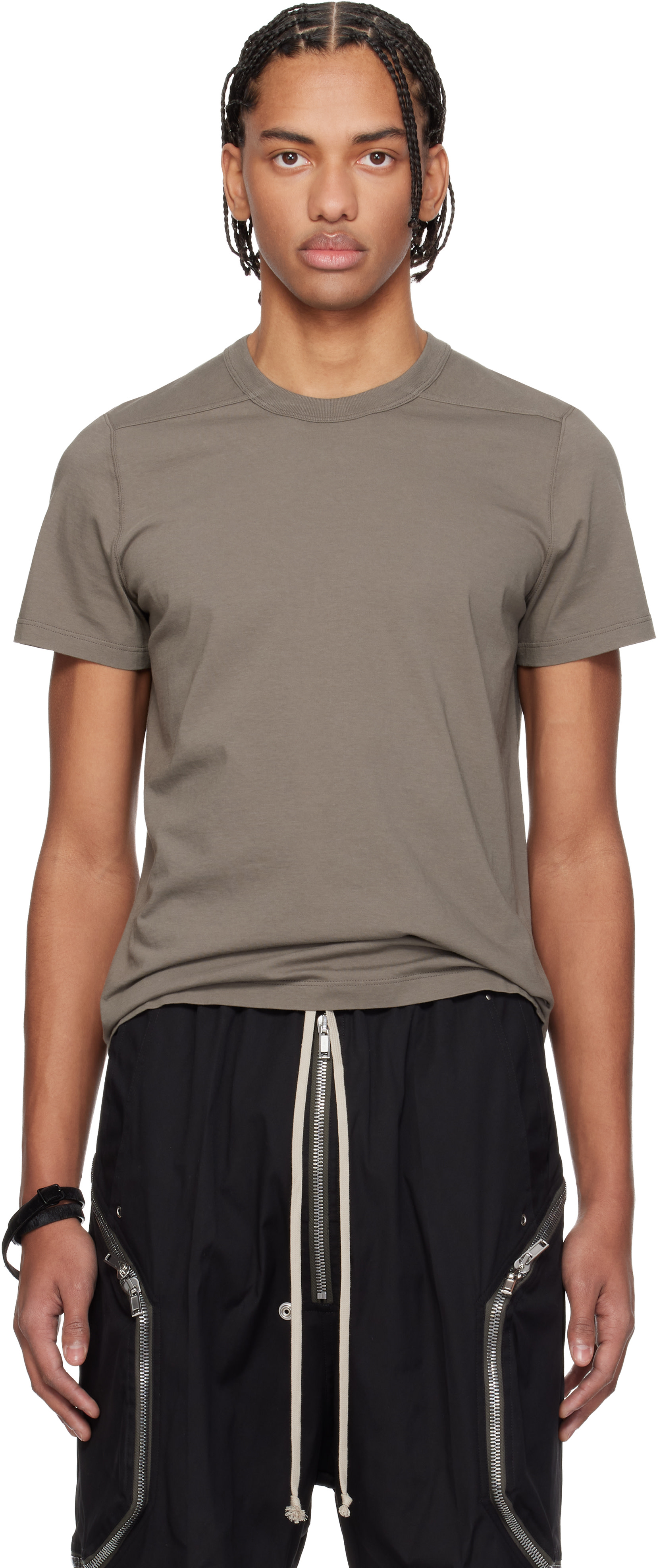 Rick Owens: Gray Temple Short Level T-shirt | SSENSE