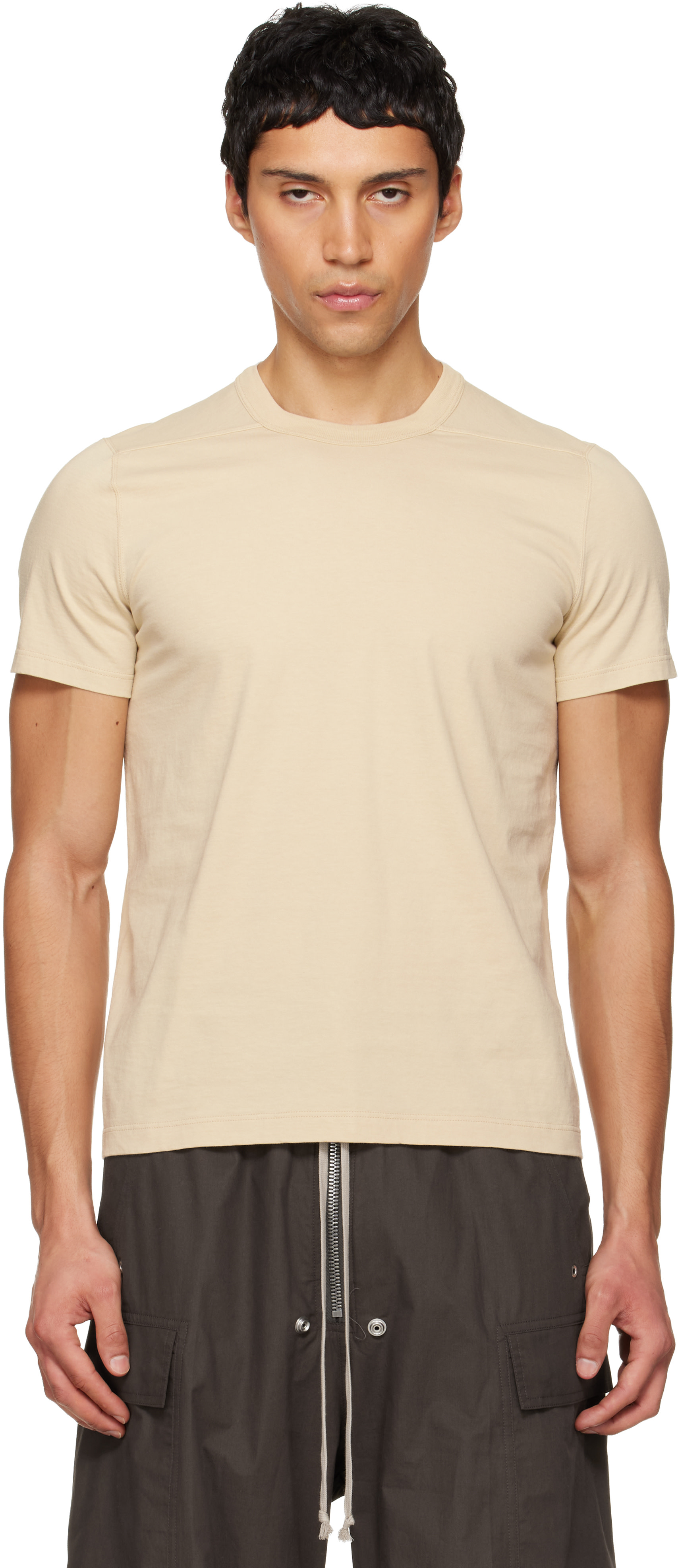 Rick Owens: Beige Temple Short Level T-shirt | SSENSE