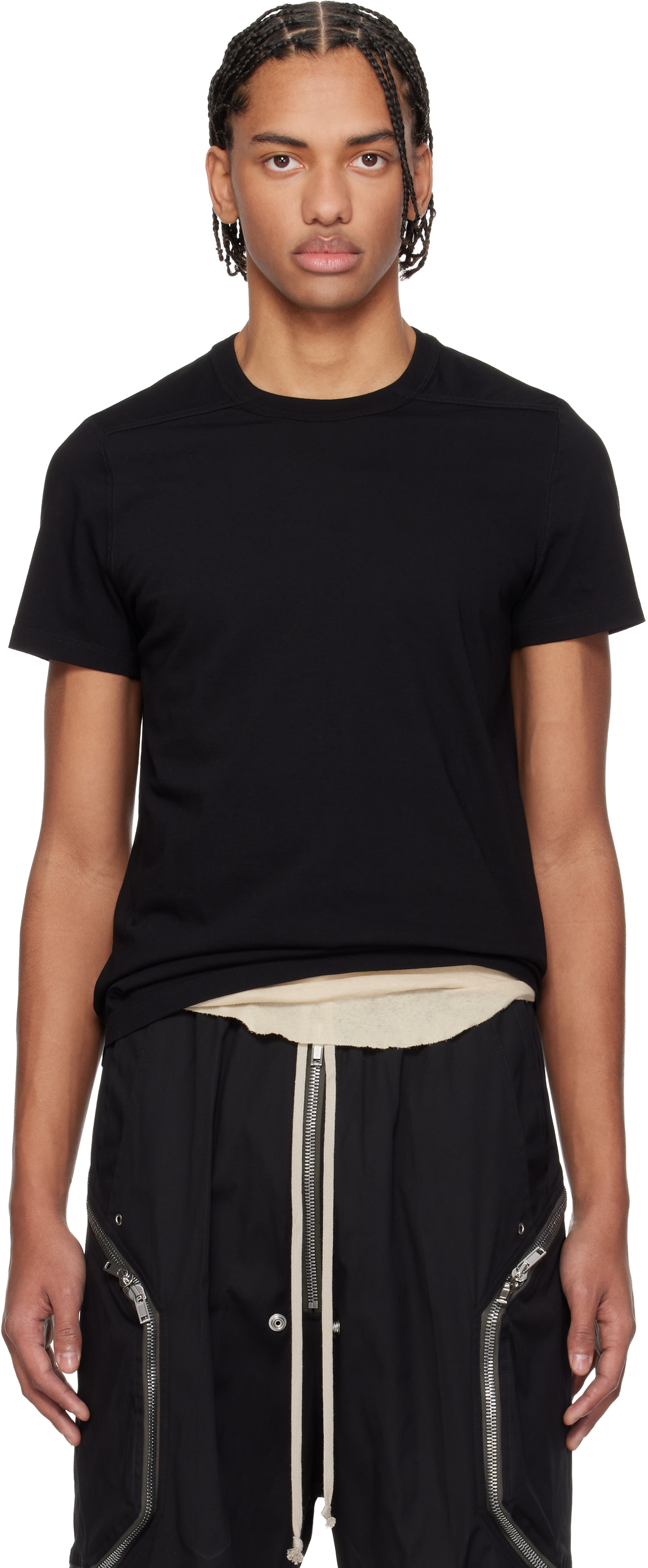 Rick Owens: Black Temple Short Level T-shirt | SSENSE