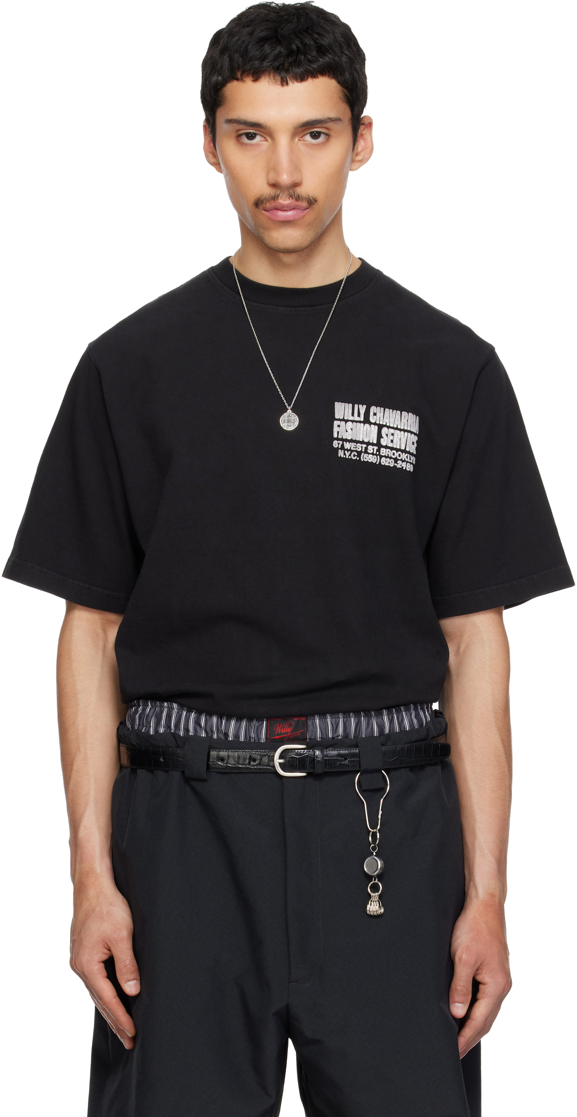 WILLY CHAVARRIA: ブラック 'Fashion Services' Tシャツ | SSENSE 日本