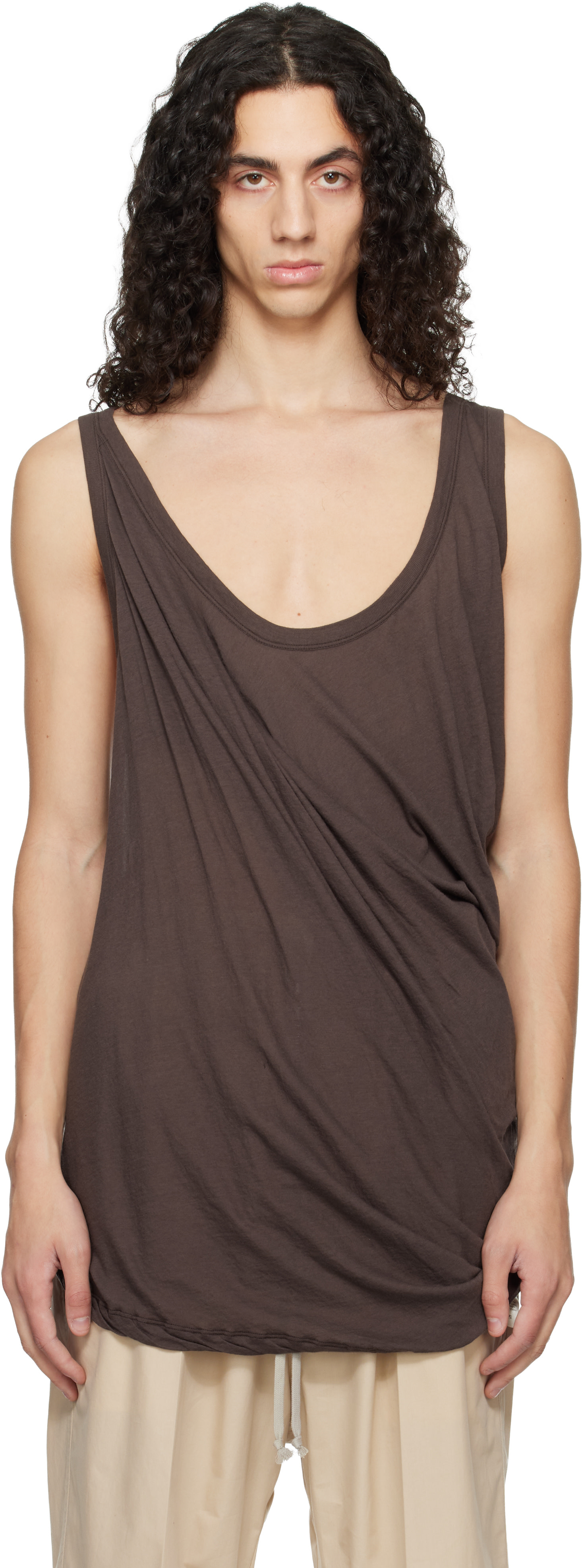 ☆彡リックオウエンス スラブ ダークブラウンロングカットソータンクトップS RICK OWENS (リック オウエンス) LEVEL LS T / DUST | Detail