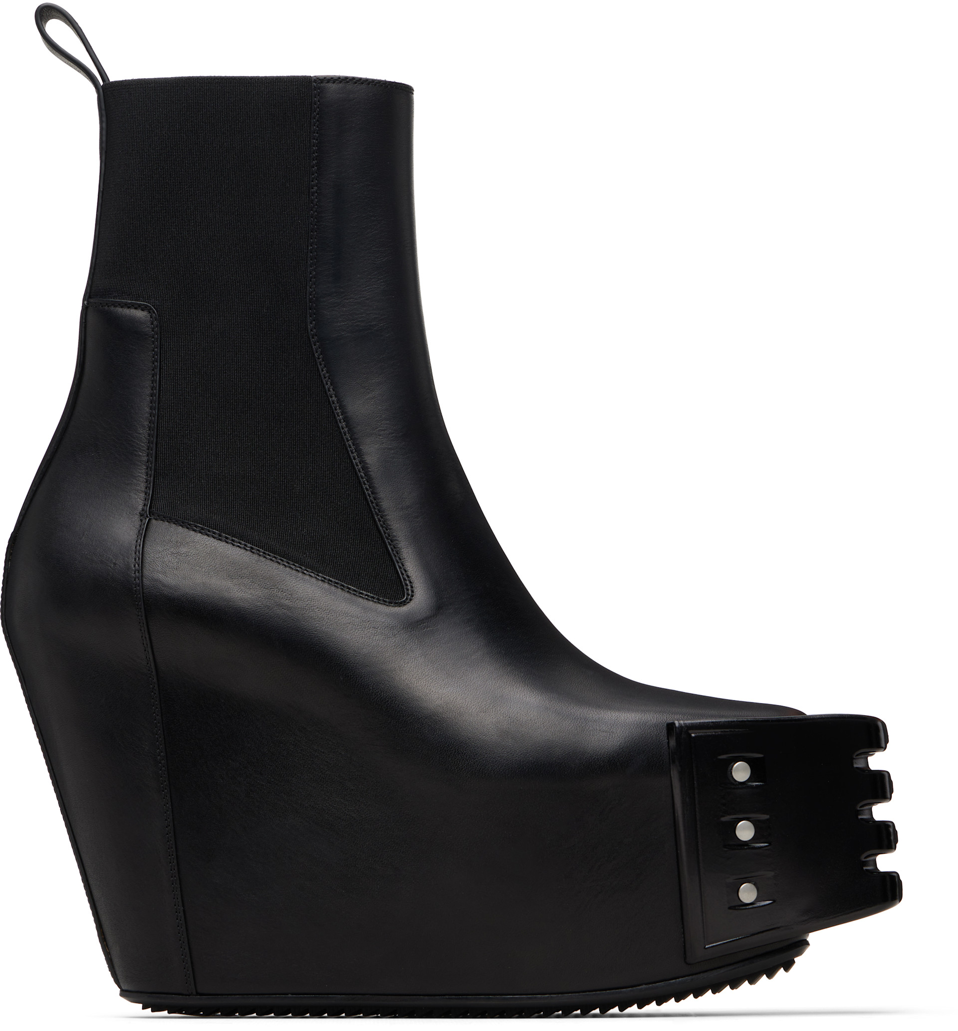 Rick Owens: Black Temple Grilled Wedge Beatle Chelsea Boots | SSENSE