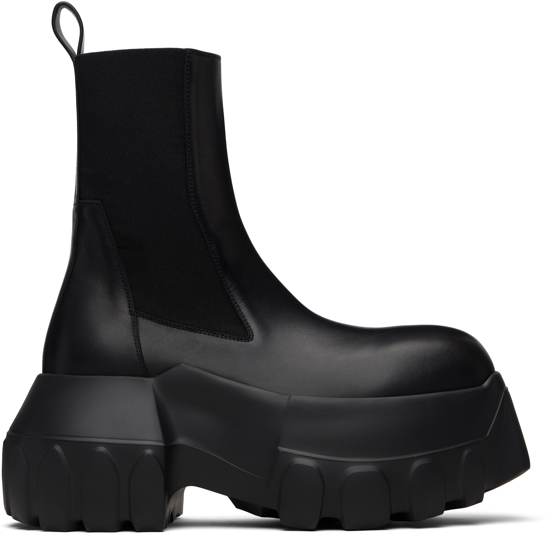 rickowens 24fwMega Tractorブーツ Rick Owens: Black Beatle Mega Tractor Chelsea Boots | SSENSE