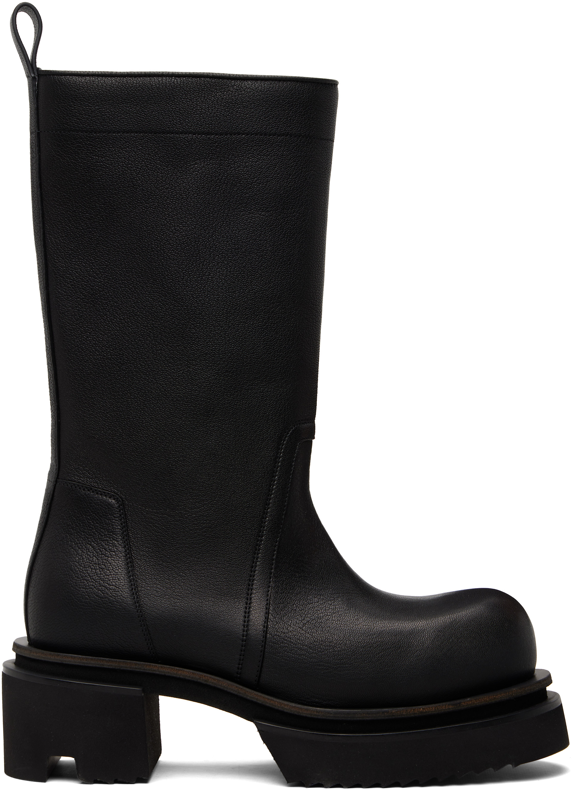 Rick Owens: Black Temple Calf Pull On Bogun Boots | SSENSE