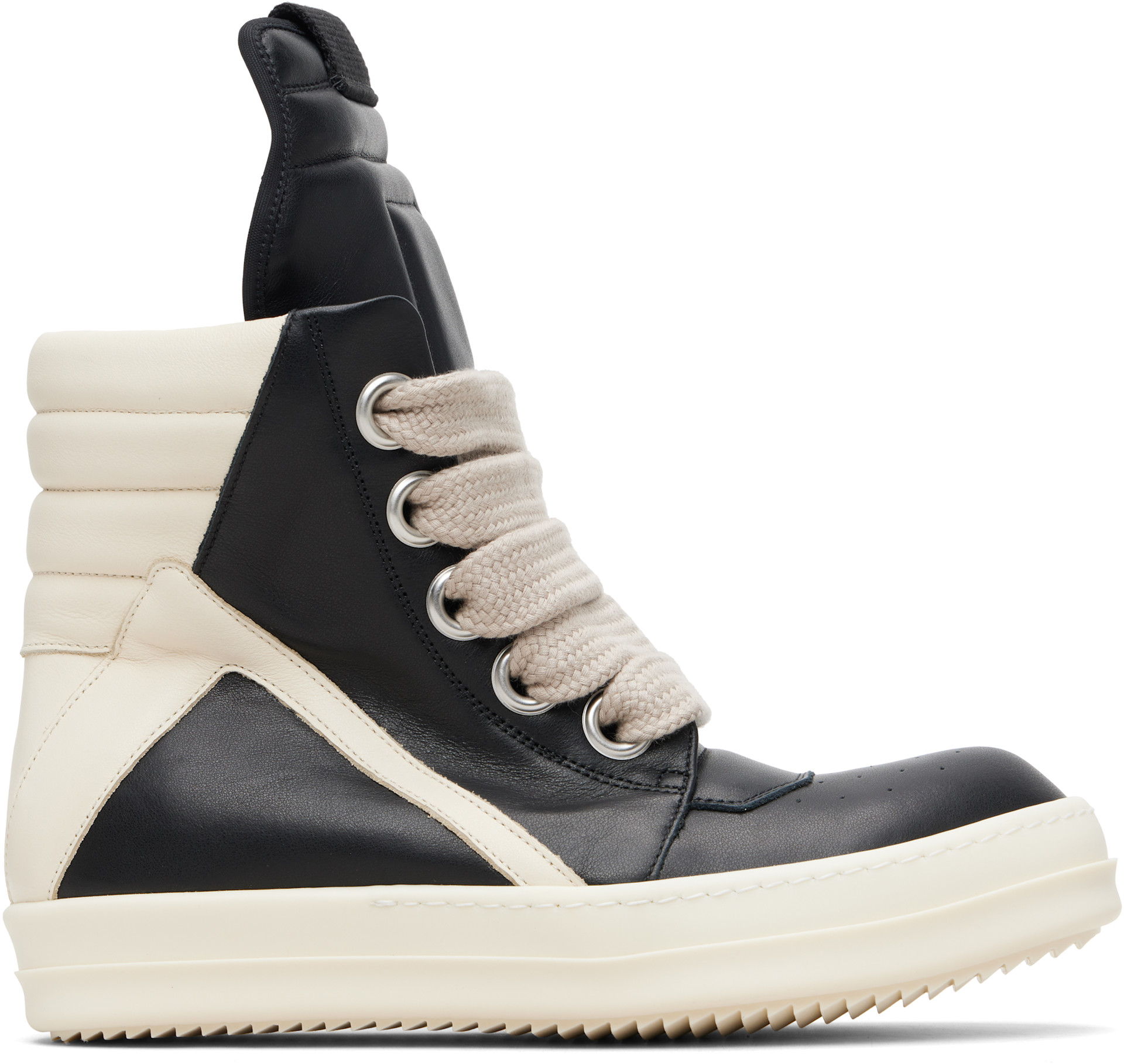 Rick Owens: Black Temple Jumbolace Geobasket Sneakers | SSENSE