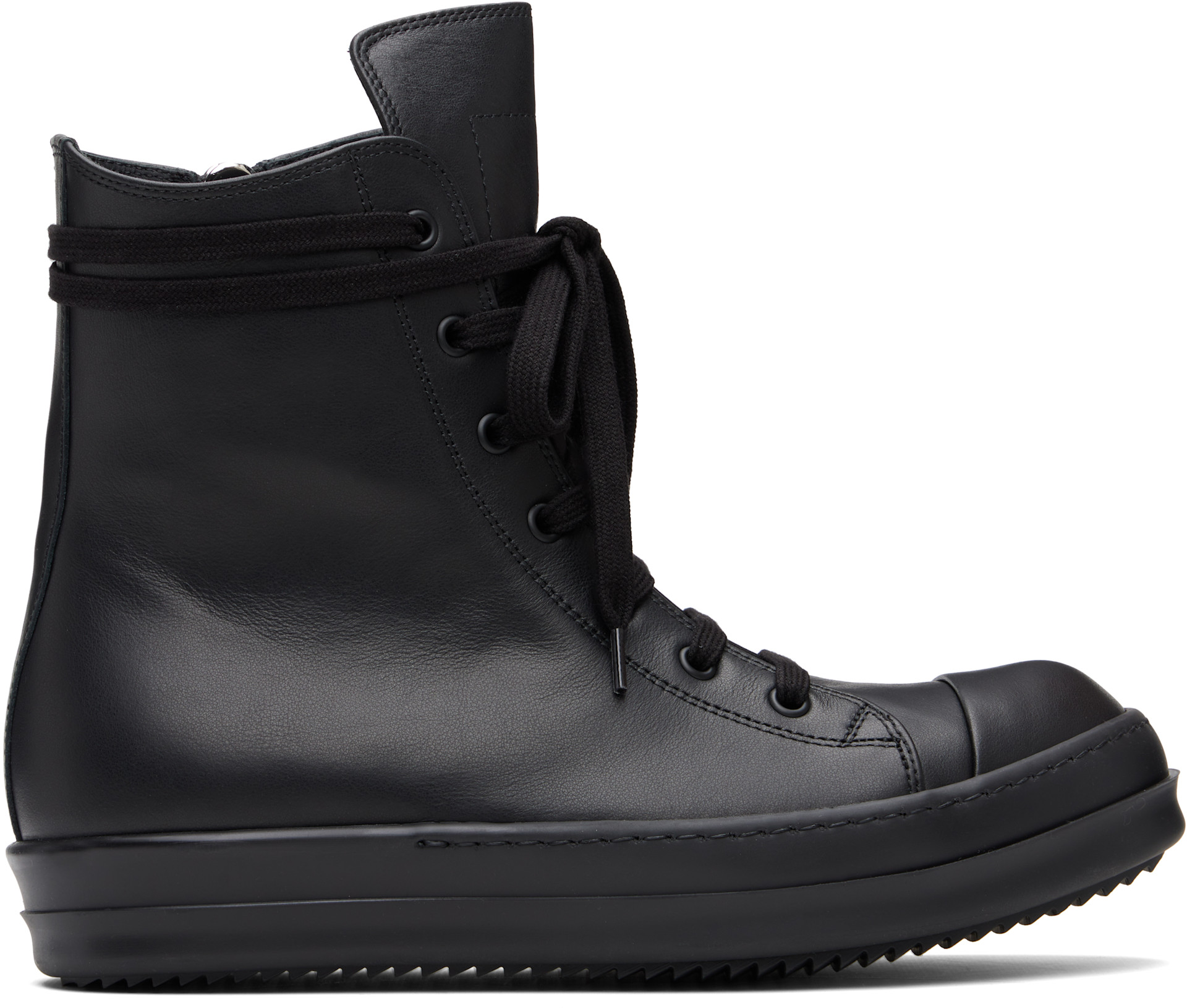 Rick Owens ブラックレザー スニーカー Rick Owens: Black Temple Sneakers | SSENSE