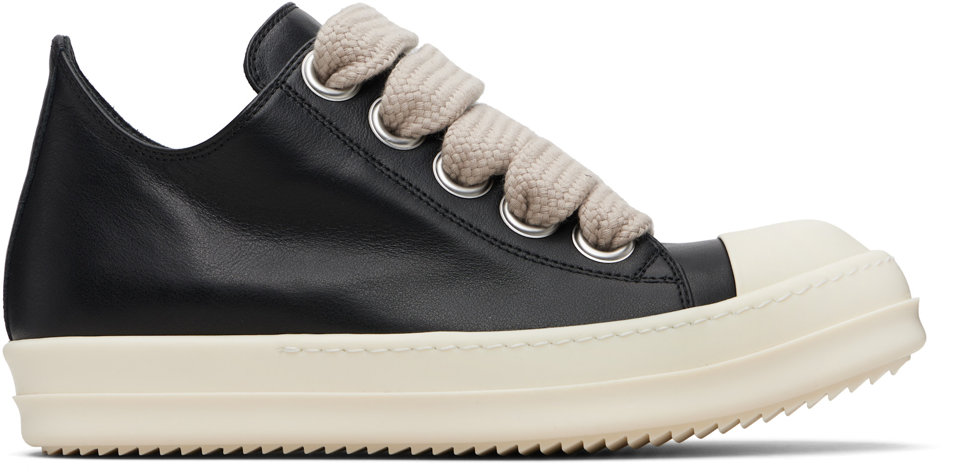 Rick Owens: Black Temple Jumbolace Low Sneaks Sneakers | SSENSE