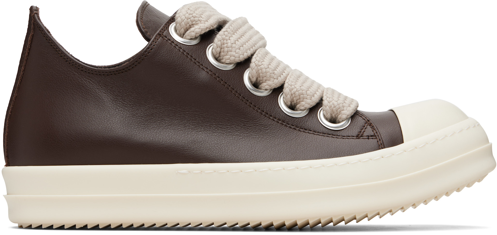 Rick Owens: Brown Temple Jumbolace Low Sneakers | SSENSE