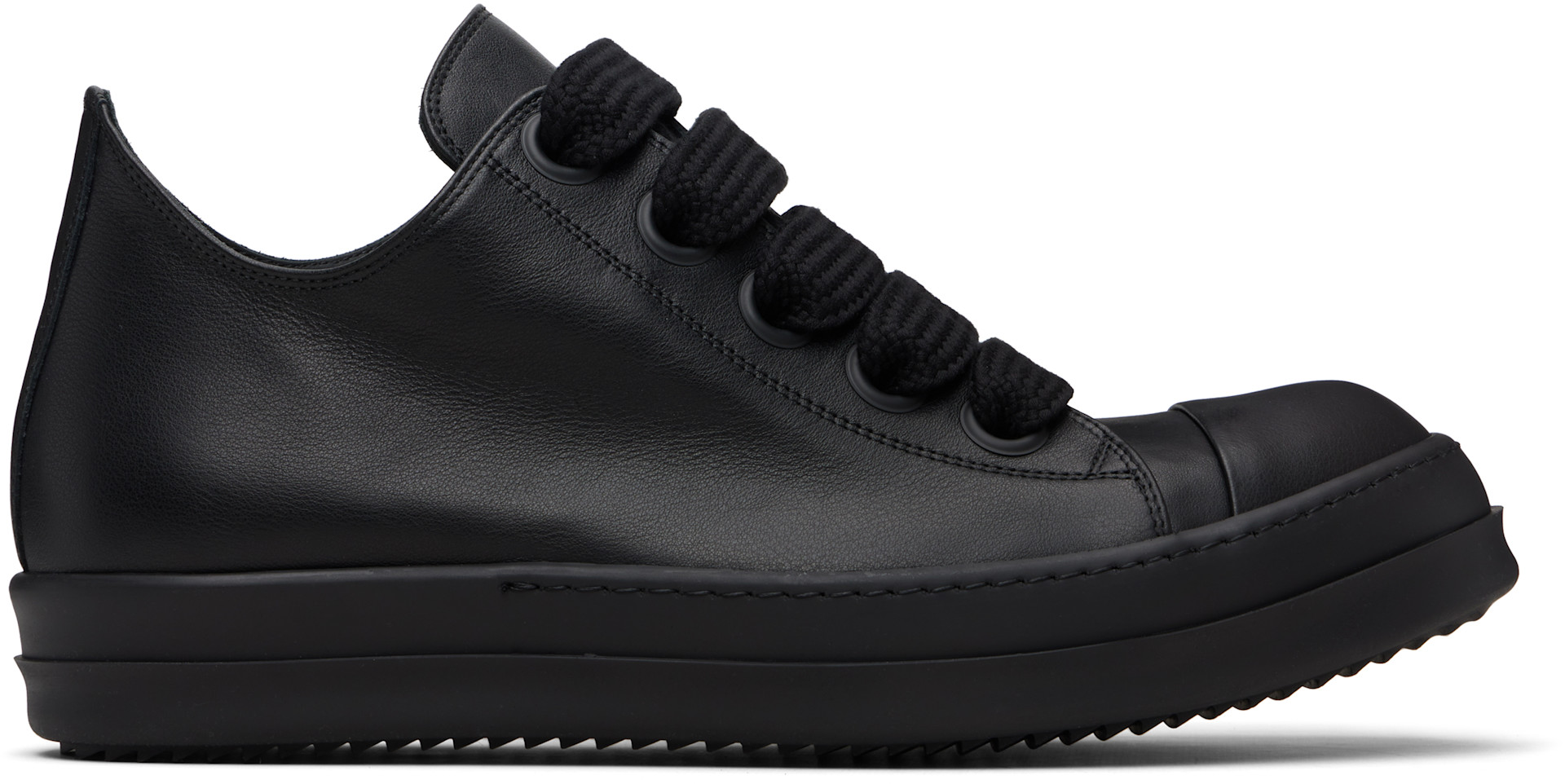 Rick Owens: Black Temple Jumbolace Low Sneaks Sneakers | SSENSE
