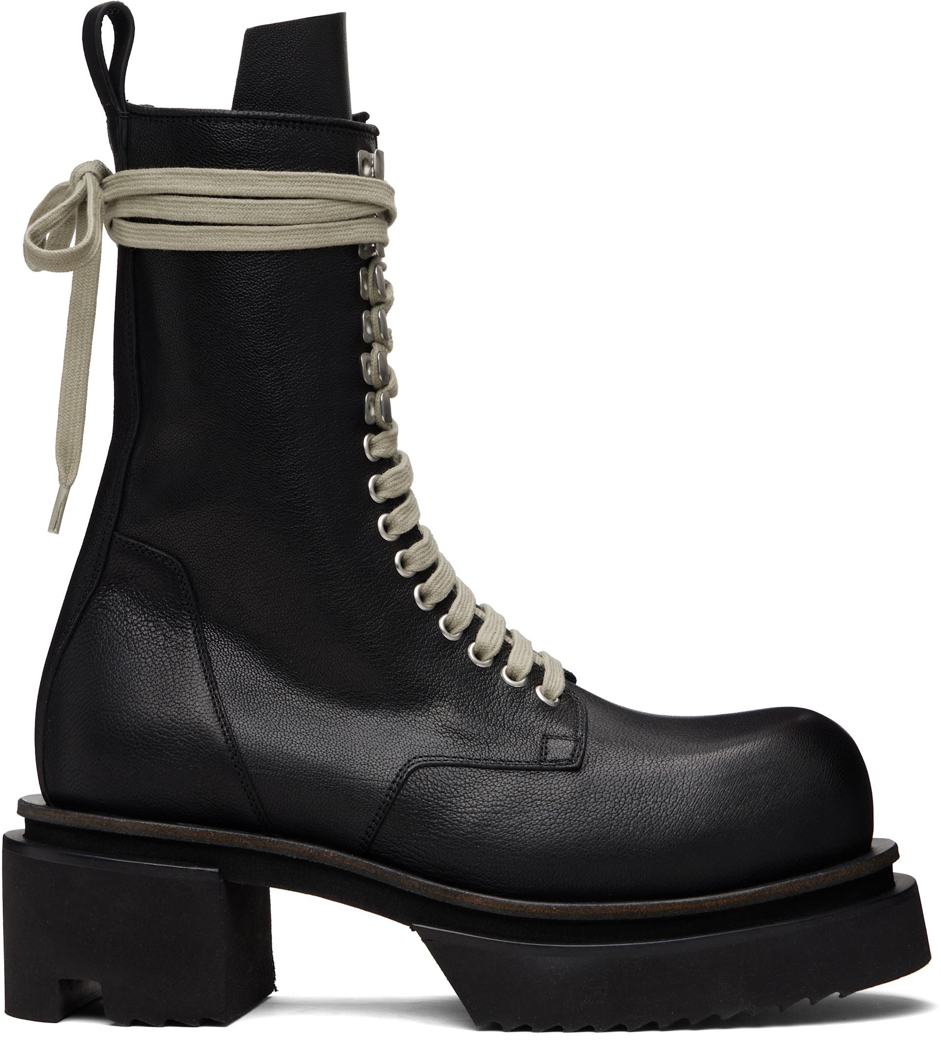 靴 Rick Owens BOGUN 44 Rick Owens: Black Temple Laceup Bogun Boots | SSENSE