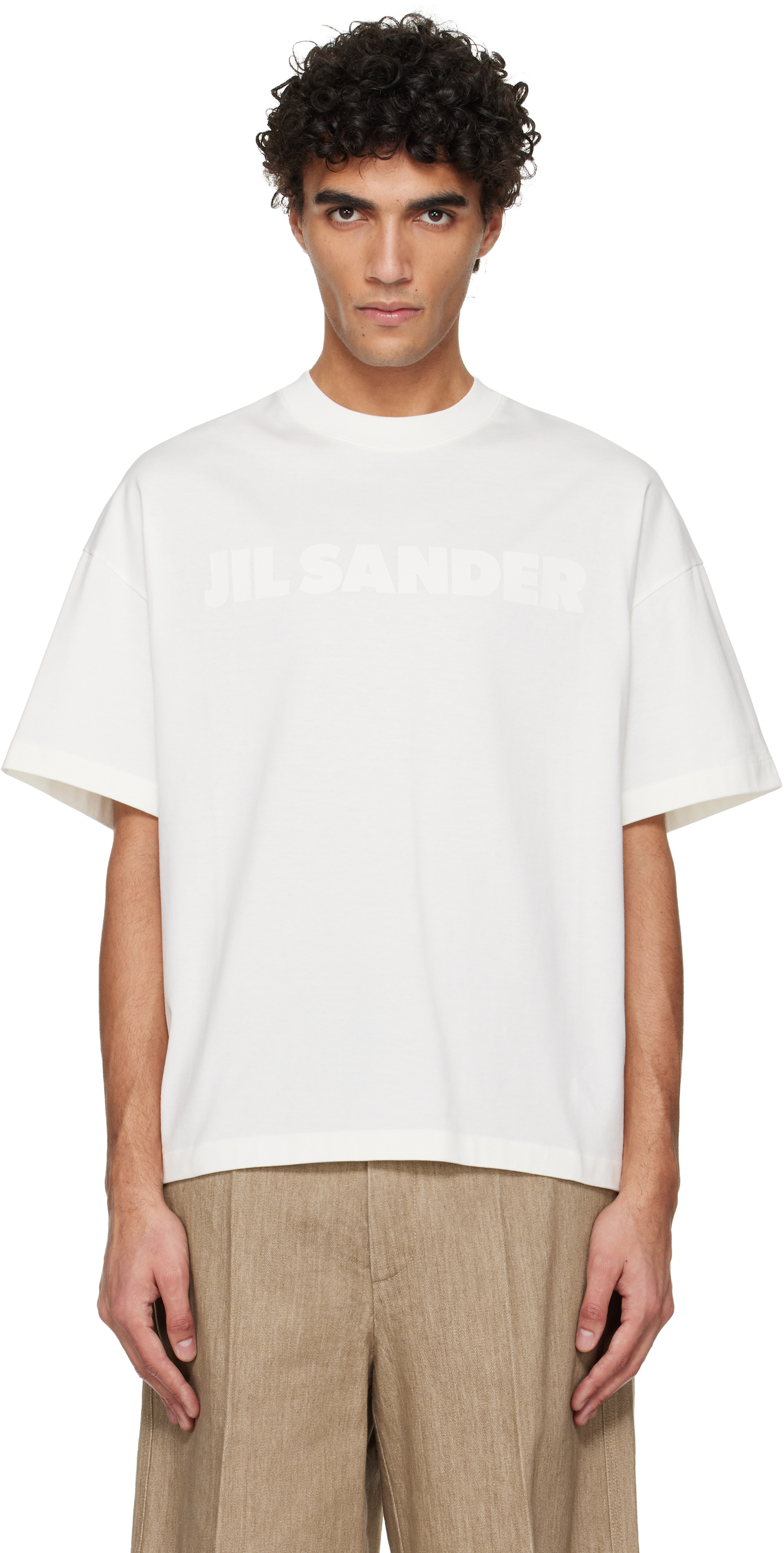 Jil Sander: White Logo T-shirt | SSENSE