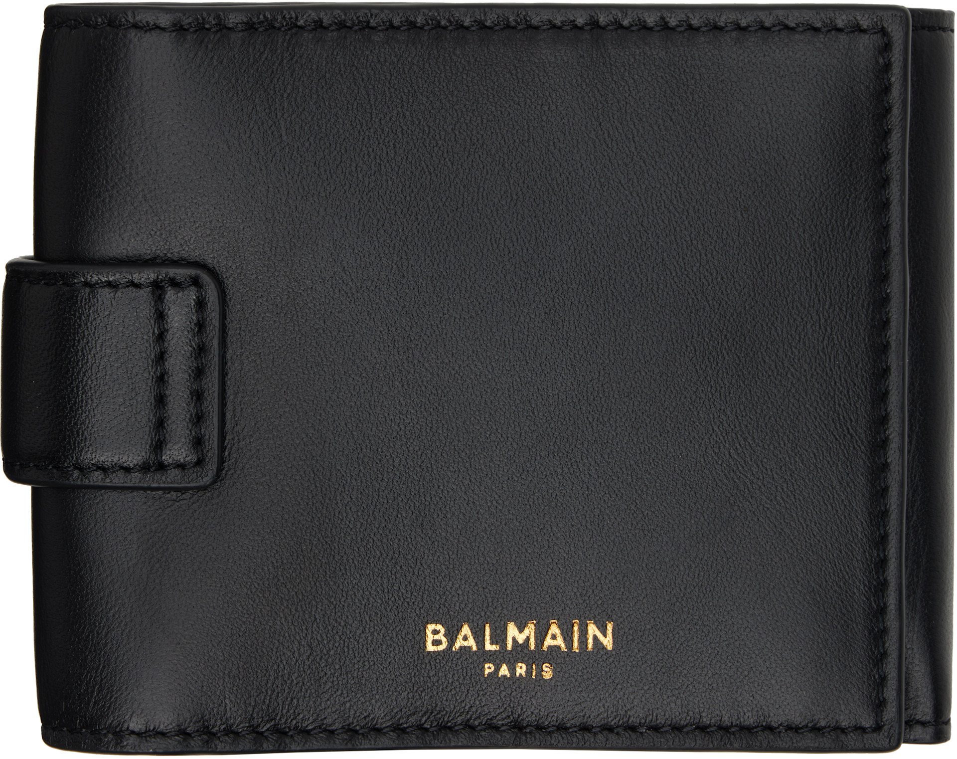 BALMAIN 財布 BALMAIN: Black Pulse Trifold Lambskin Wallet | SSENSE