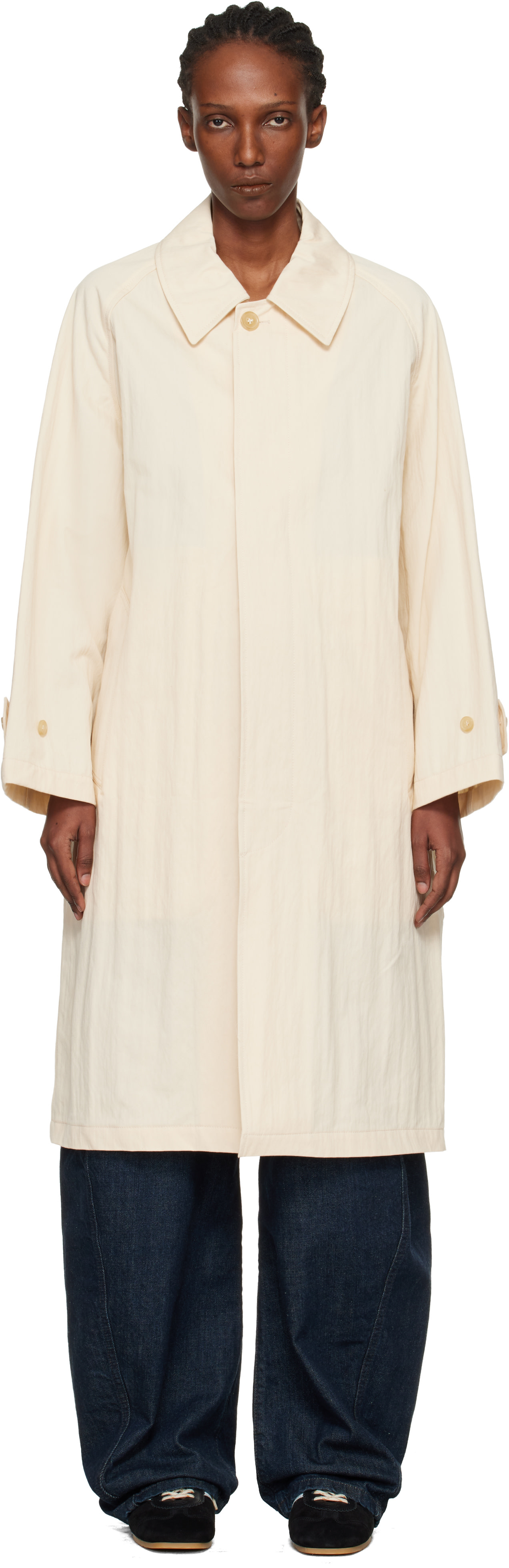 A.P.C.: Beige Amy Mac Trench Coat | SSENSE