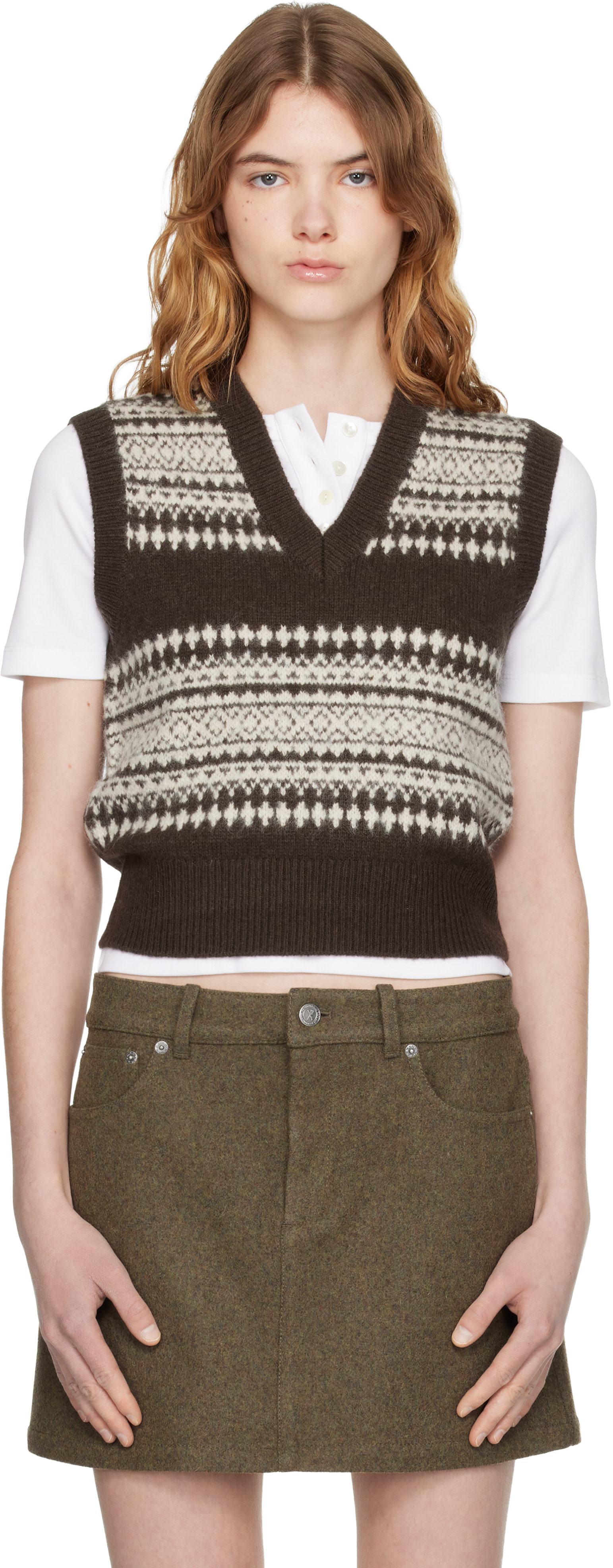 A.P.C.: Brown Wool Sweater Vest | SSENSE