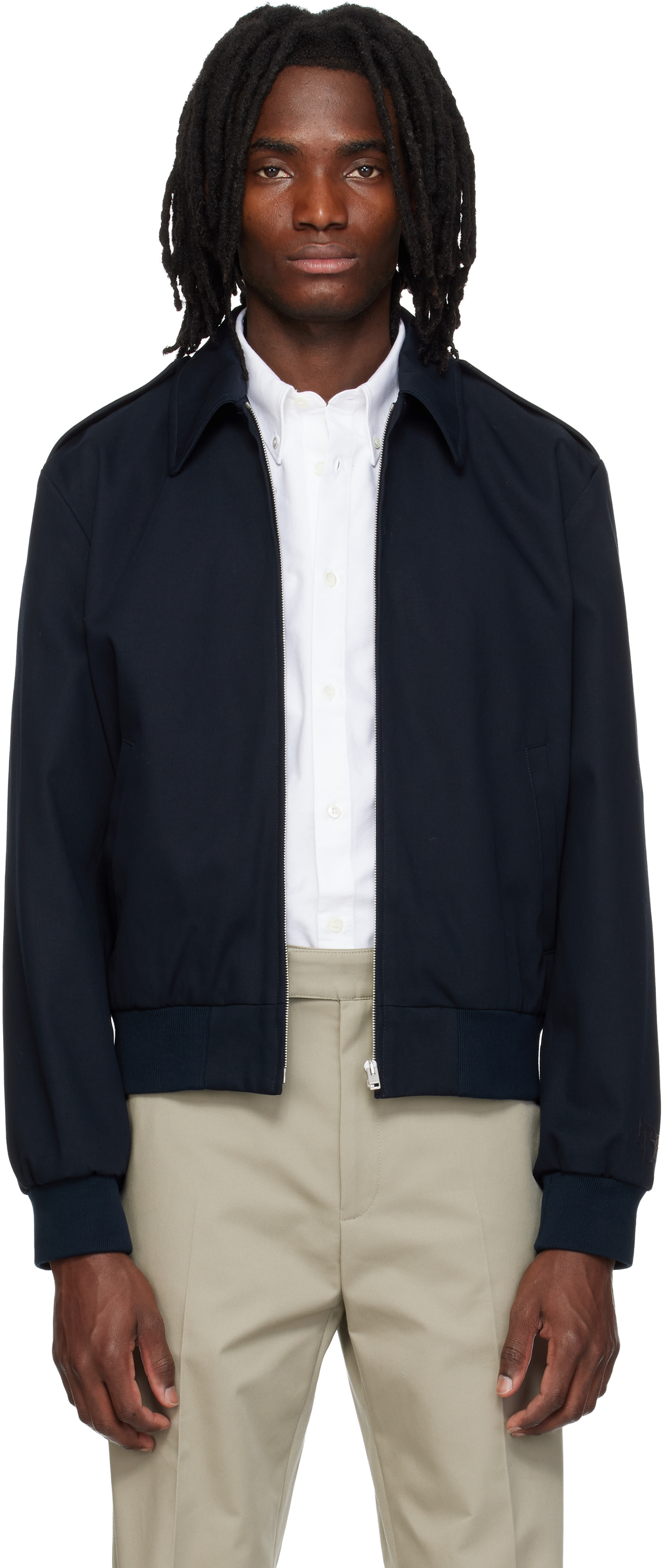 A.P.C.: Navy Miles Bomber Jacket | SSENSE