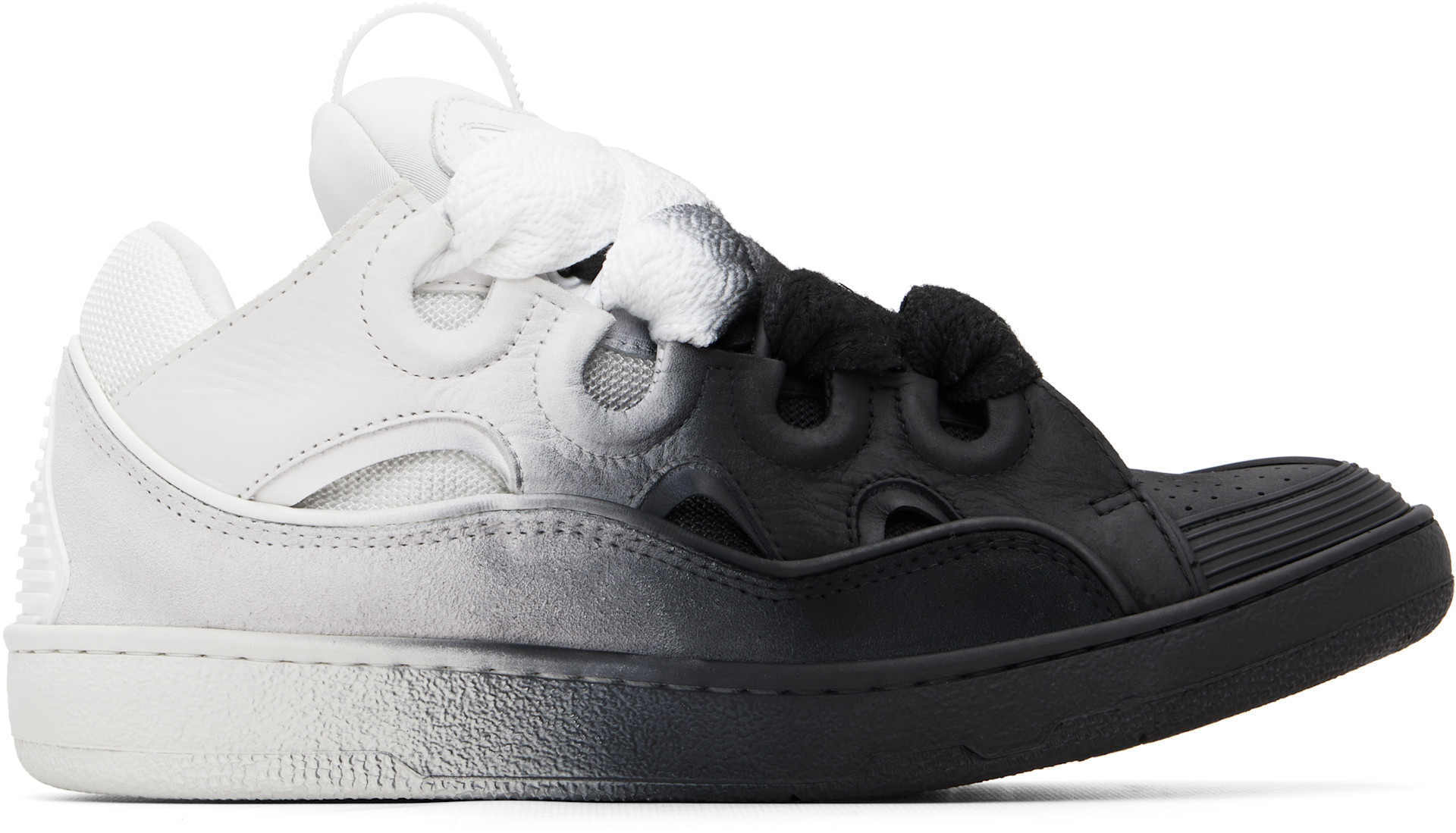 Lanvin: Black & Off-White Spray Curb Sneakers | SSENSE