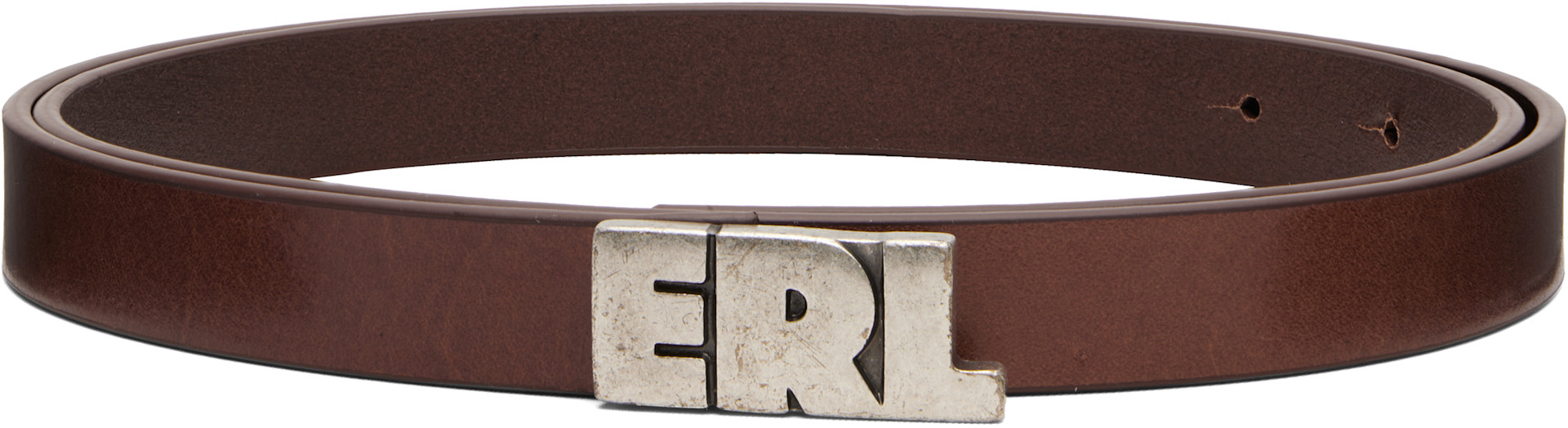ERL: ブラウン 'ERL' Skinny レザーベルト | SSENSE 日本