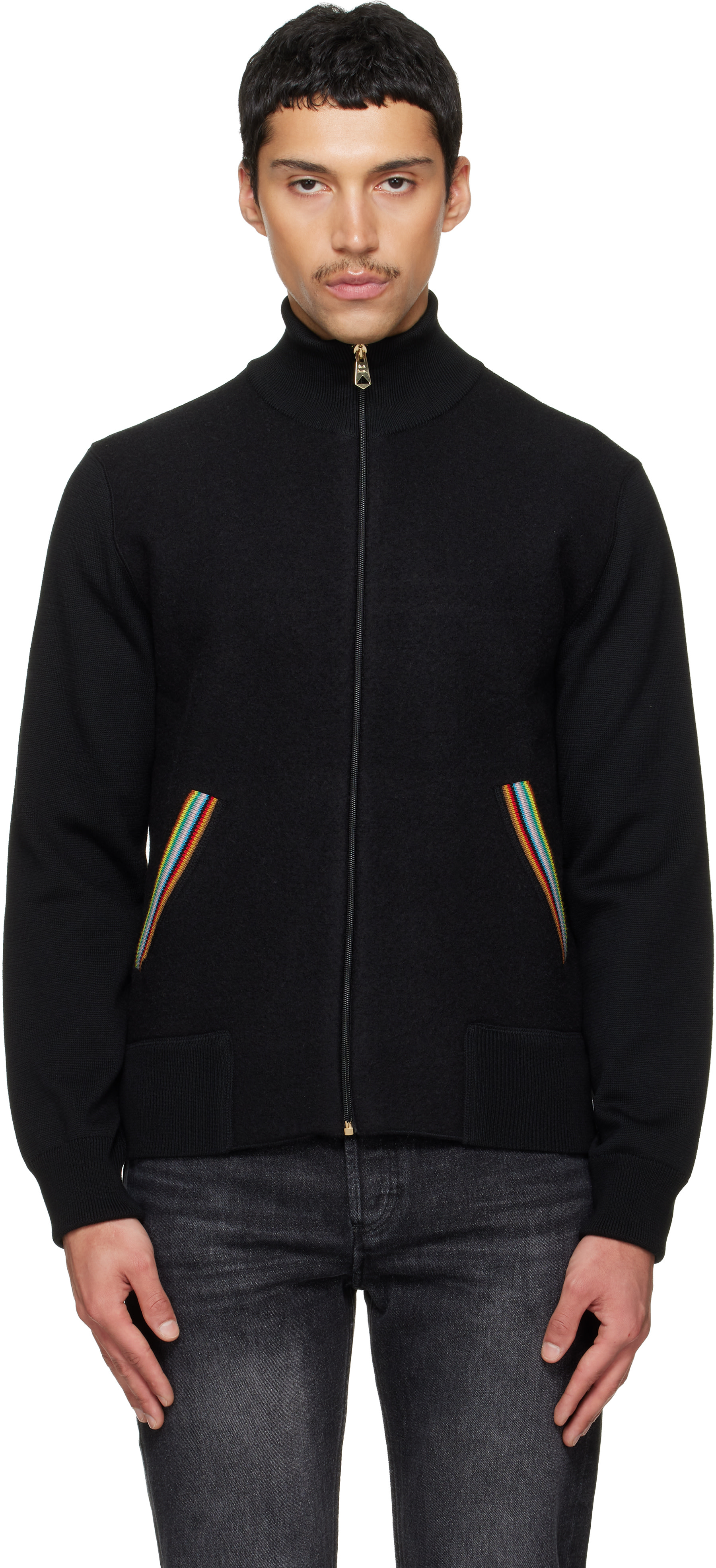 Paul Smith: Navy 'Signature Stripe' Merino Wool Knitted Jacket